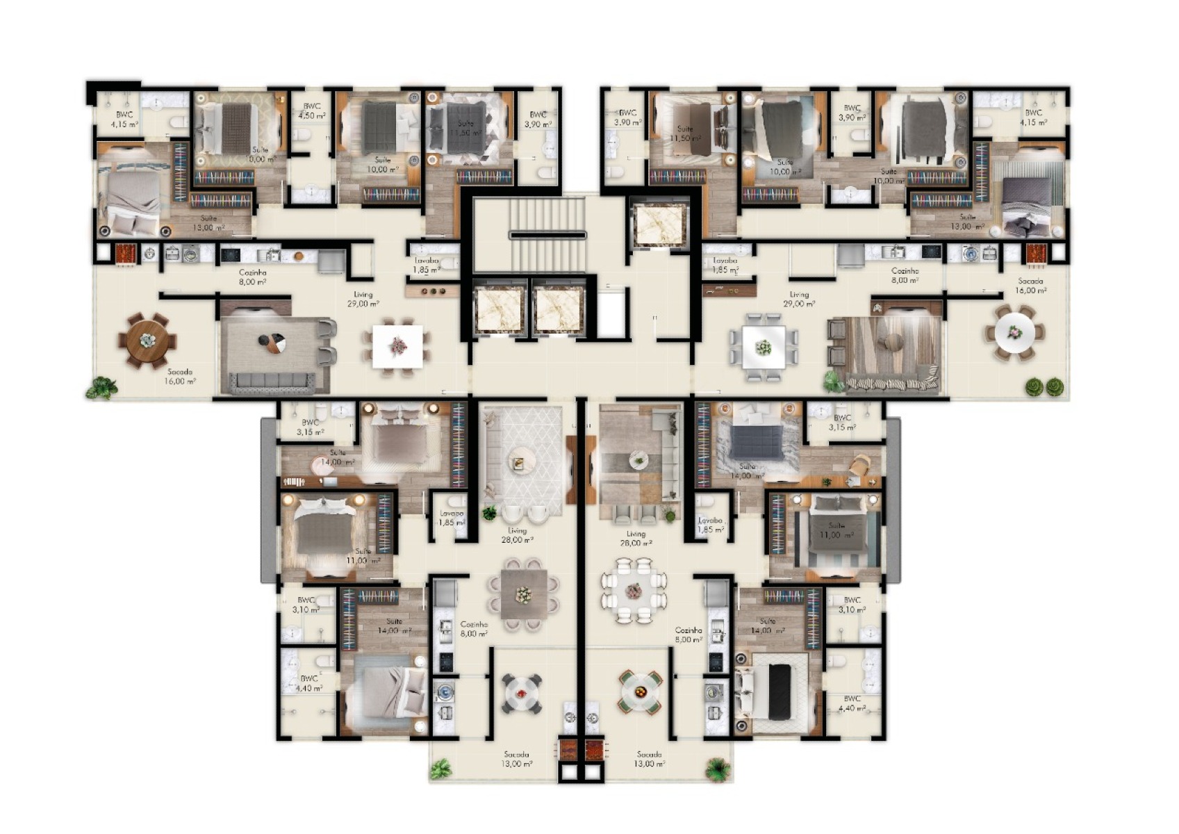 Apartamento com 4 quartos no Edifício La Belle Verte no Canto da Praia em Itapema - Planta