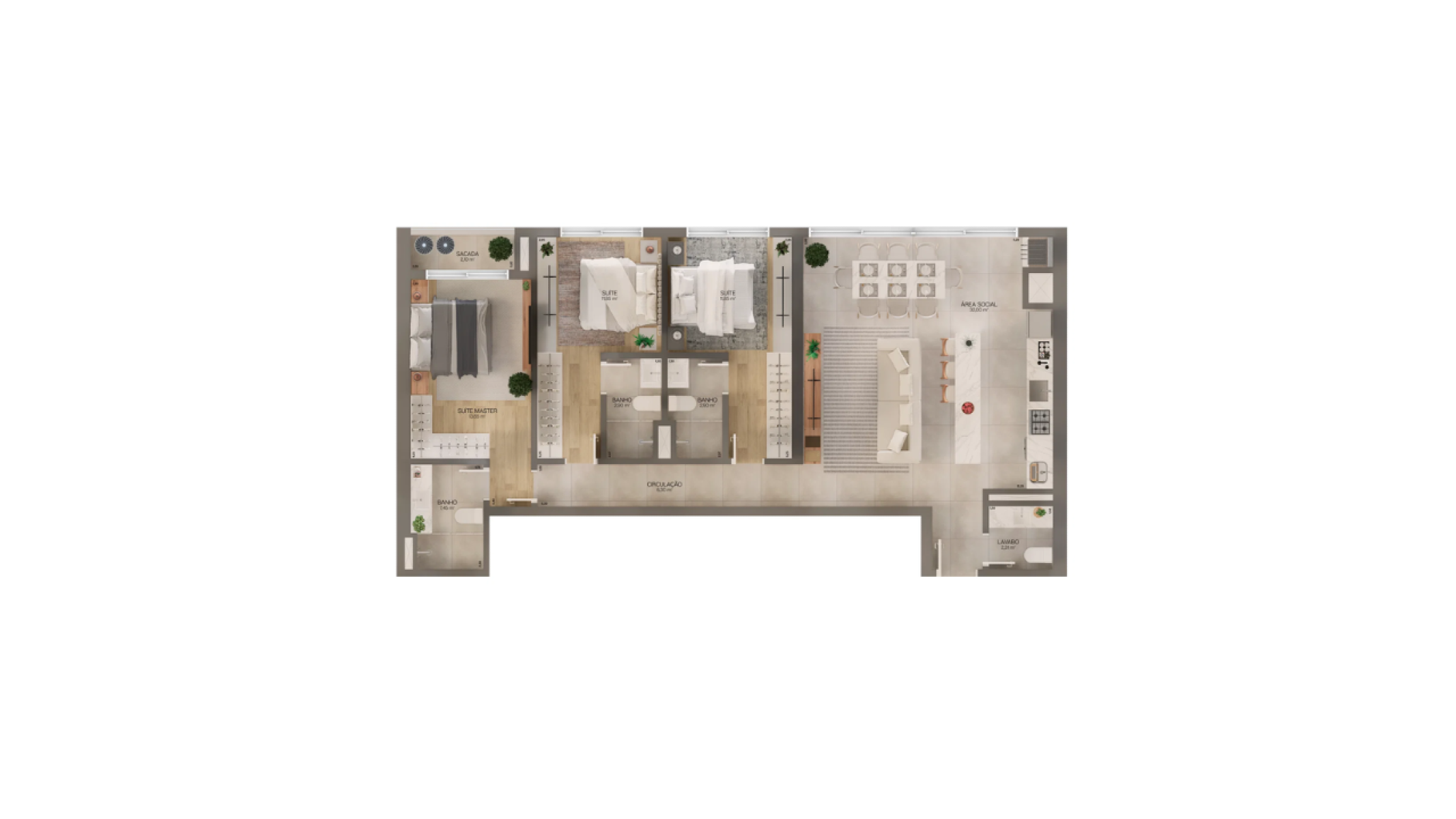 Apartamento com 3 Suítes no Lagom Perequê em Balneário Perequê, Porto Belo - Planta