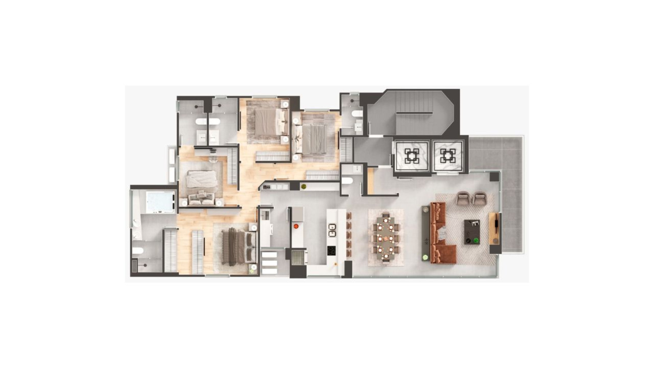 Apartamento com 04 Suítes no Edifício Sparkling Wine Residence no Centro de Balneário Camboriú - Planta