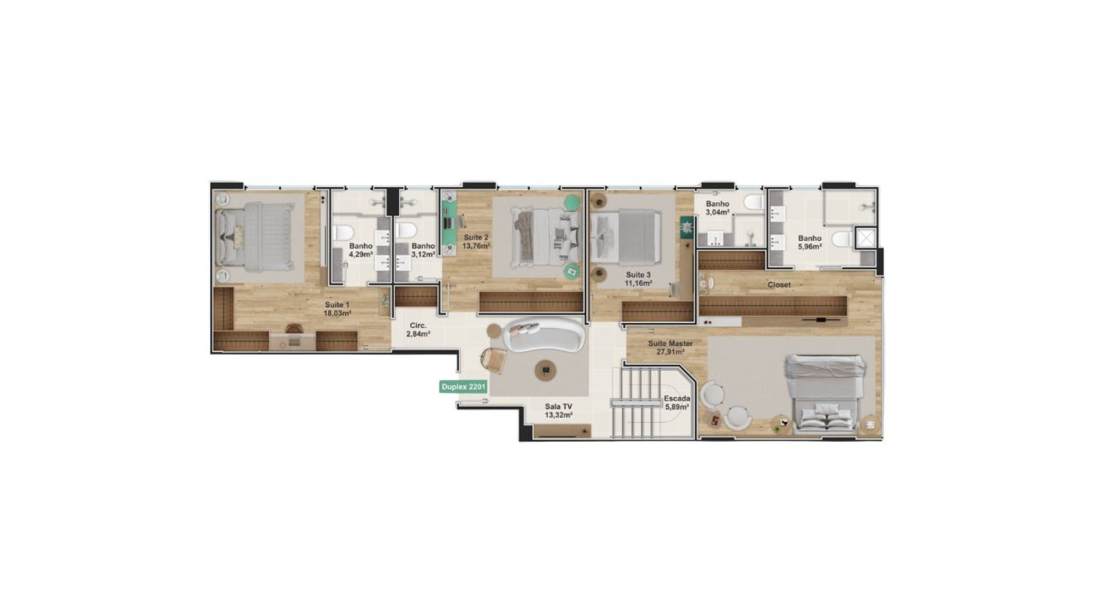 Cobertura Duplex na Planta com 4 Suítes no Edifício Venetian no Centro de Balneário Camboriú - Planta