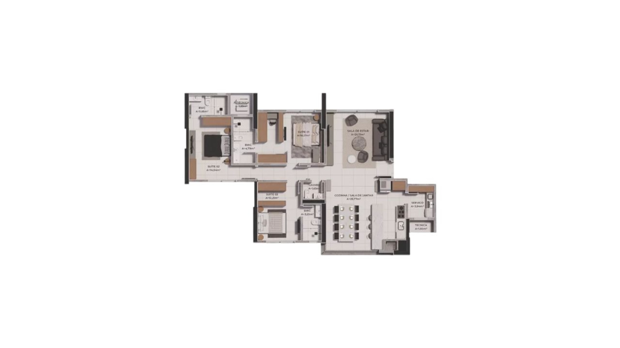 Apartamento com 3 Suítes no Edifício Cape Town no Centro de Balneário Camboriú - Planta