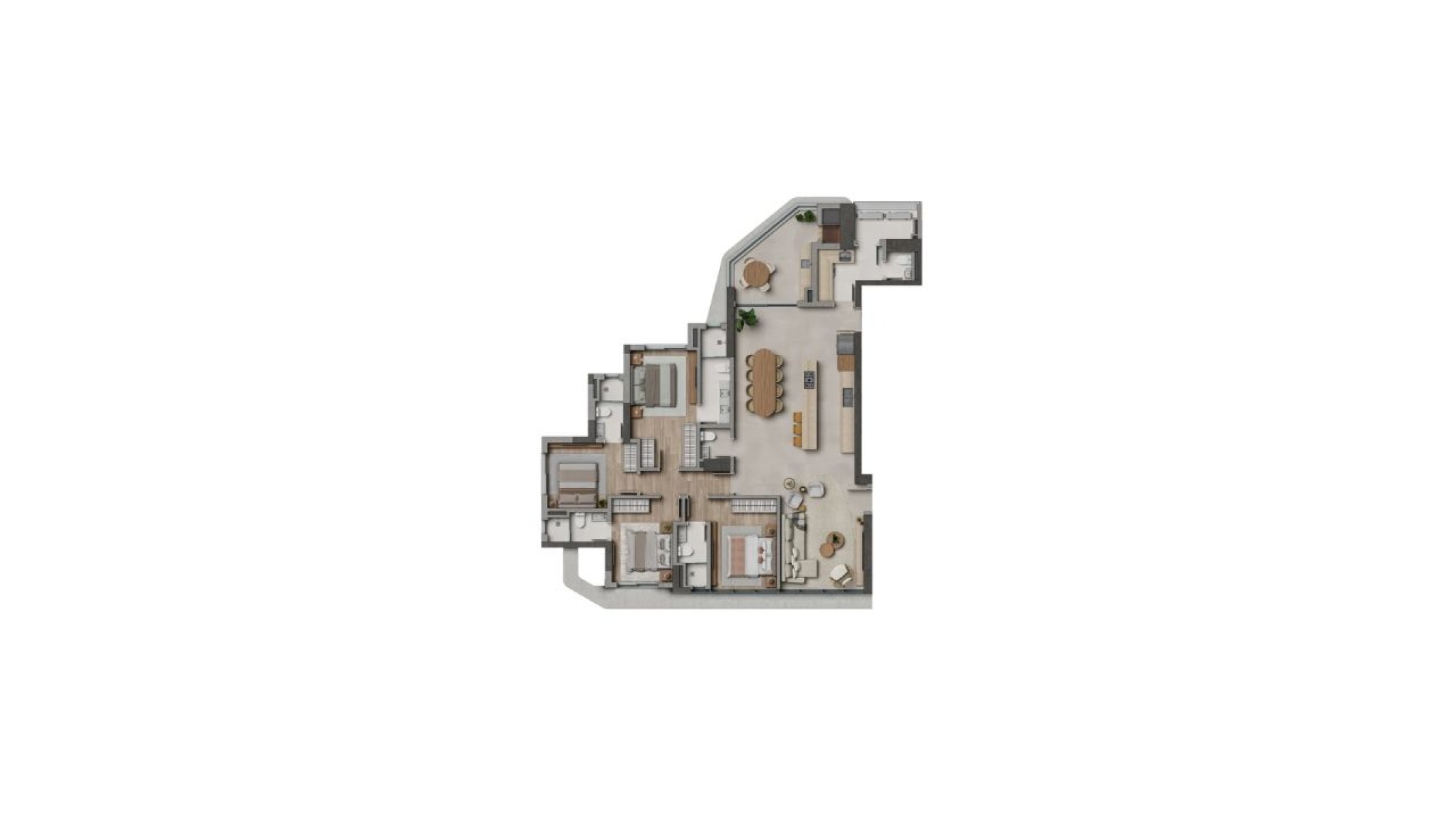 Apartamento na Planta com 4 suítes no Edifício Alaia no Centro de Balneário Camboriú - Planta