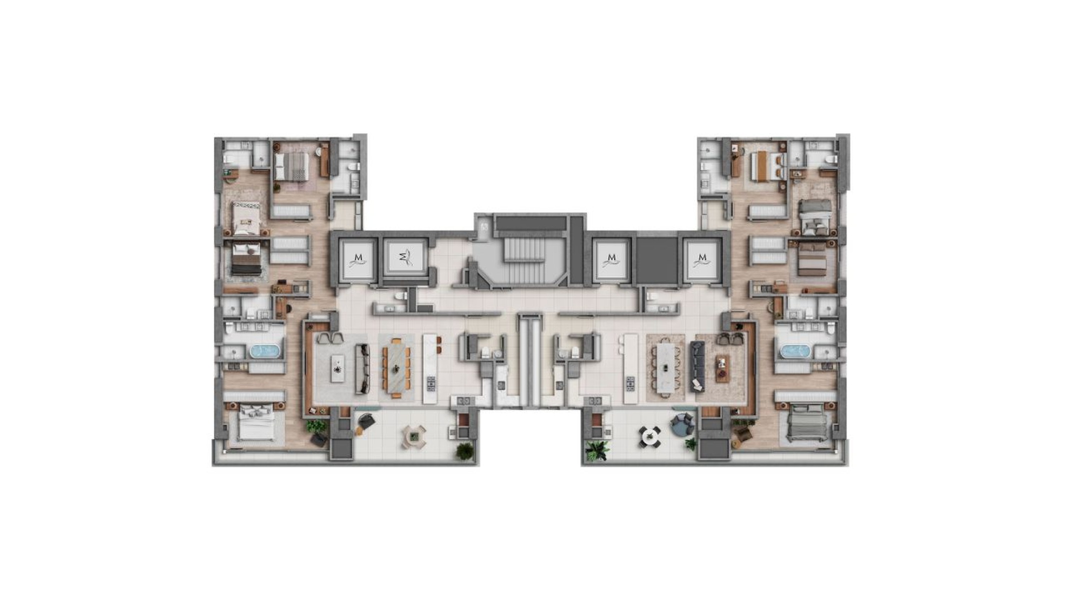Apartamento na planta com 04 suítes no Edifício Marena no Centro em Balneário Camboriú - Planta