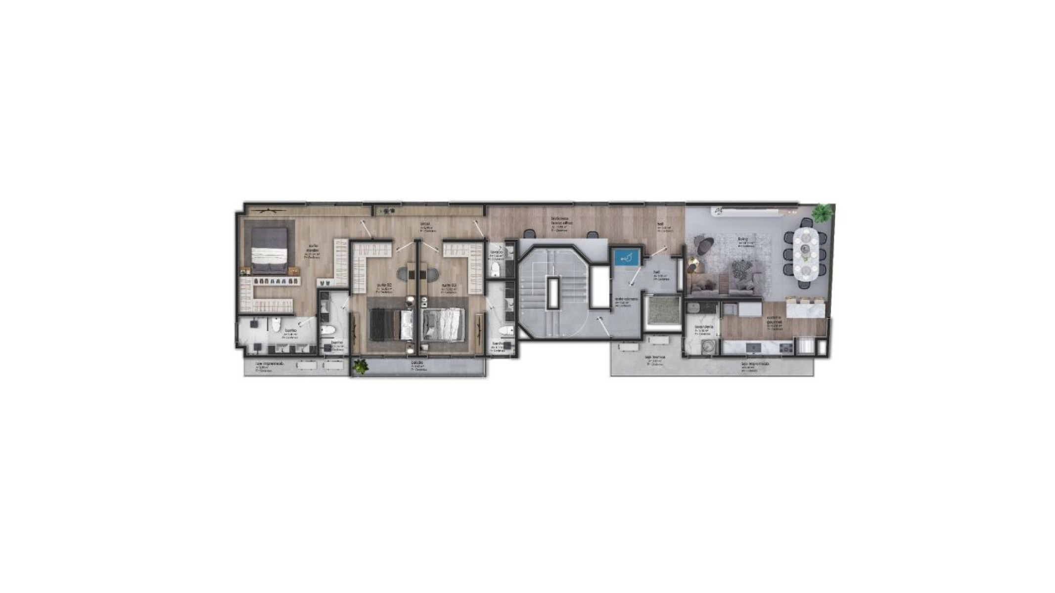 Apartamento com 3 suítes no Edifício Mar Belle Residence na Barra Sul de Balneário Camboriú - Planta