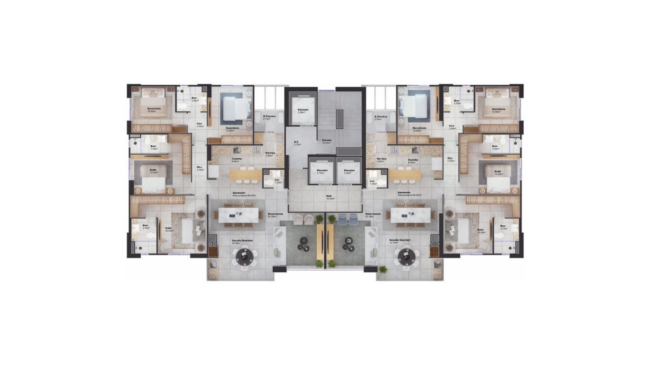 Apartamento na Planta no Edifício Opera Tower no Centro de Balneário Camboriú - Planta