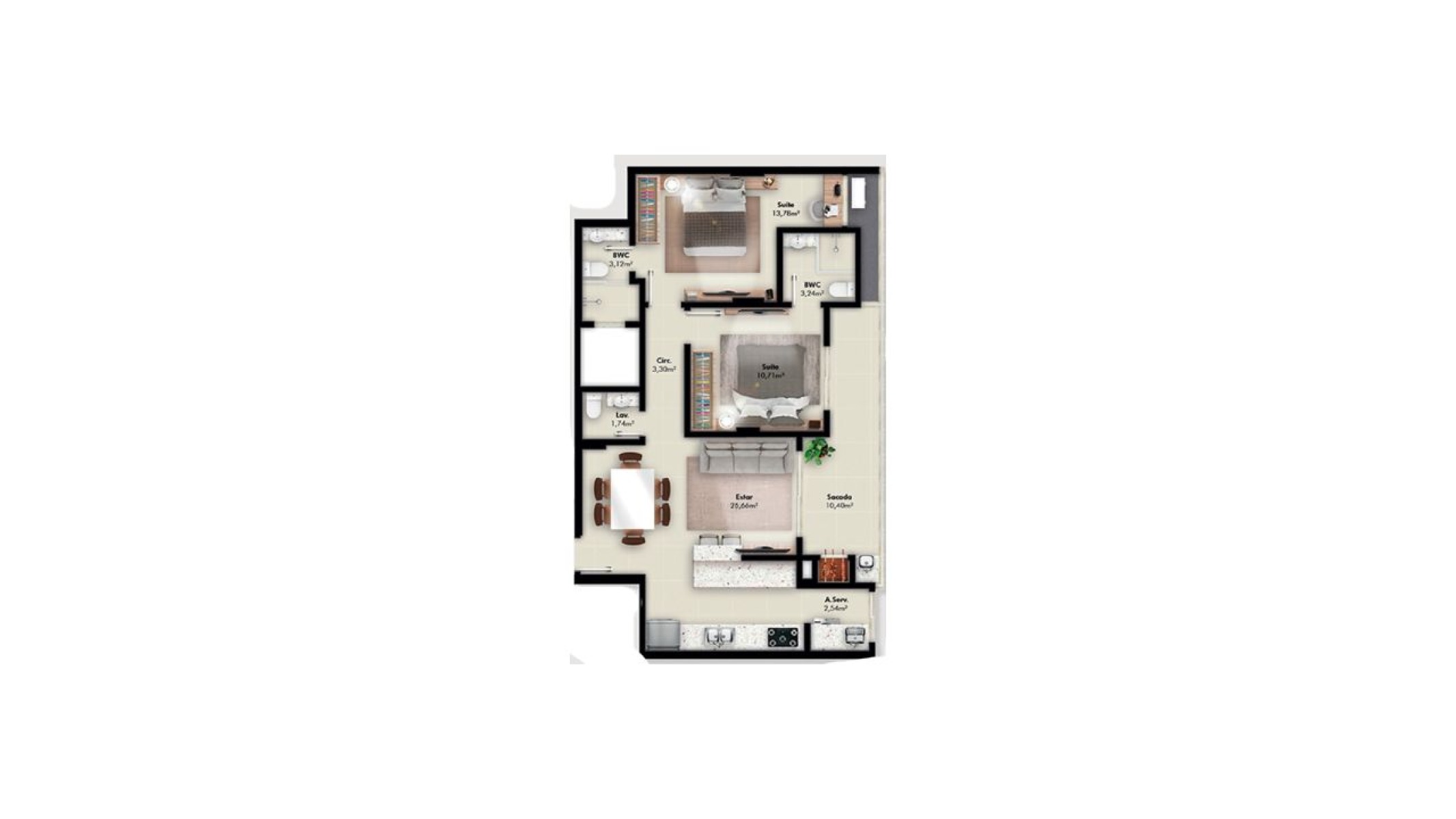 Apartamento com 2 suítes Gran Vista em Balneário Perequê, Porto Belo - Planta