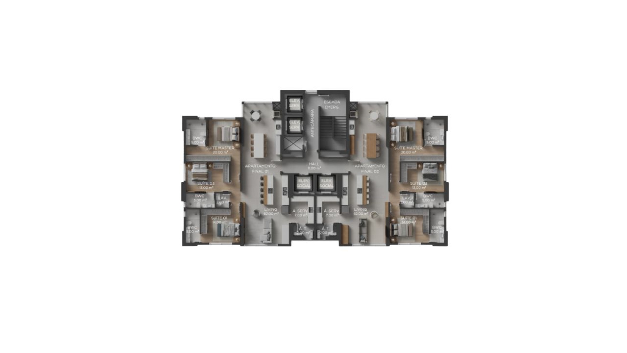 Apartamento com 3 suítes no Luminare Residencial no Centro, Balneário Camboriú - Planta