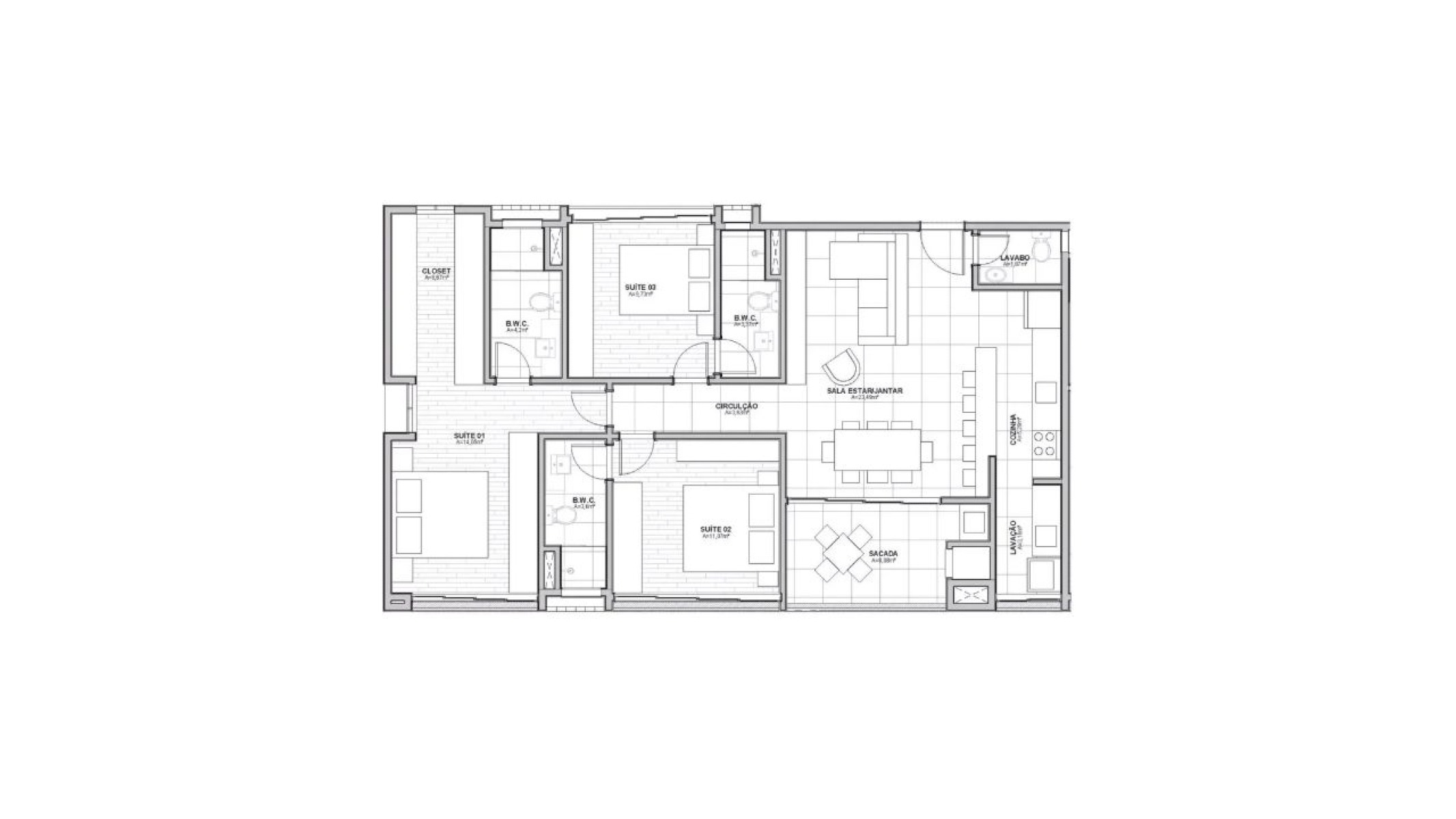 Apartamento com 3 suítes no Edifício SunHaus em Balneário Perequê, Porto Belo - Planta