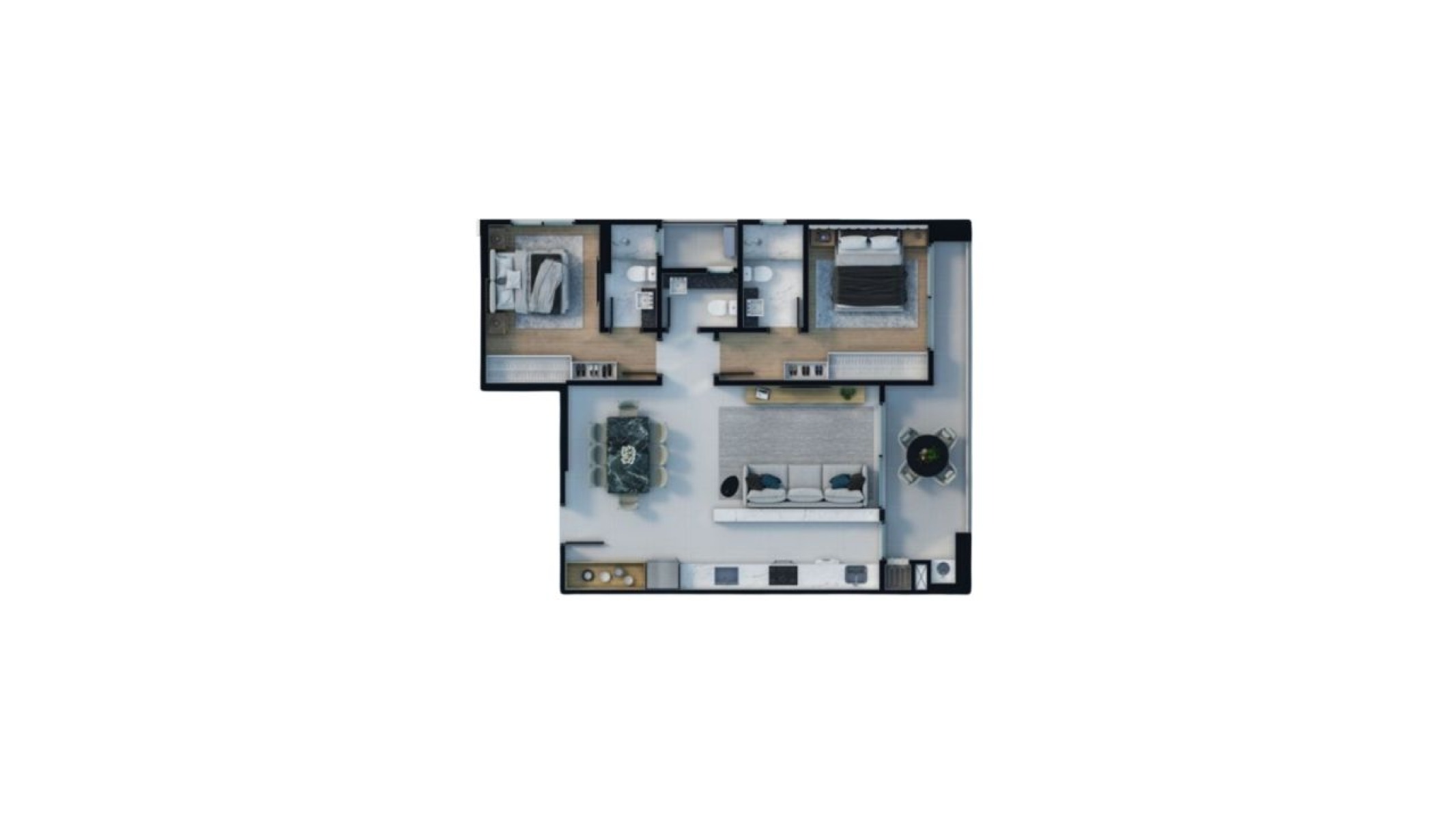 Apartamento com 2 suítes no Diamond Hill Residence em Perequê, Porto Belo - Planta