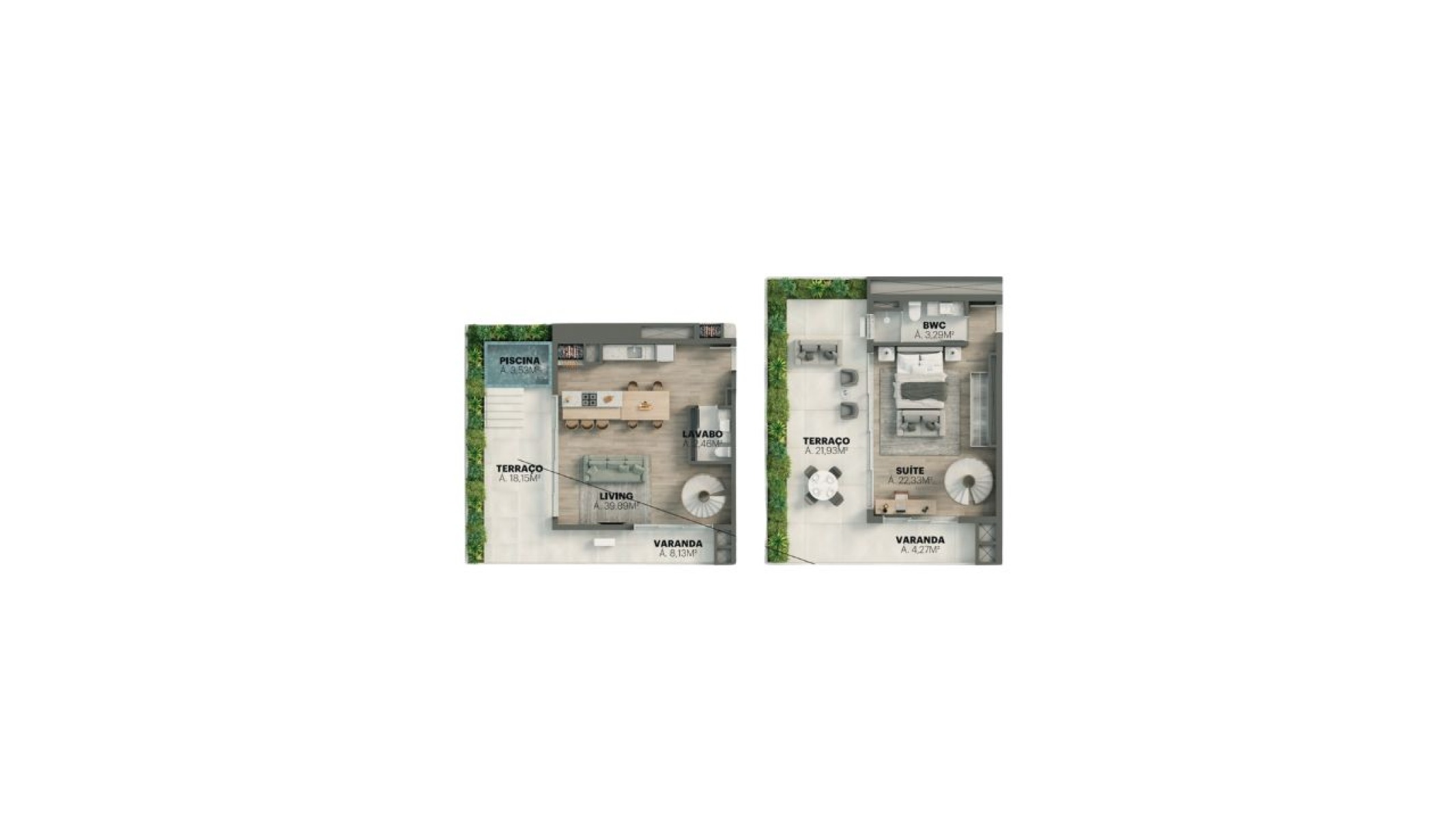 Duplex com 1 Suíte e Piscina no Edifício Vértice no Vivapark em Porto Belo  - Planta