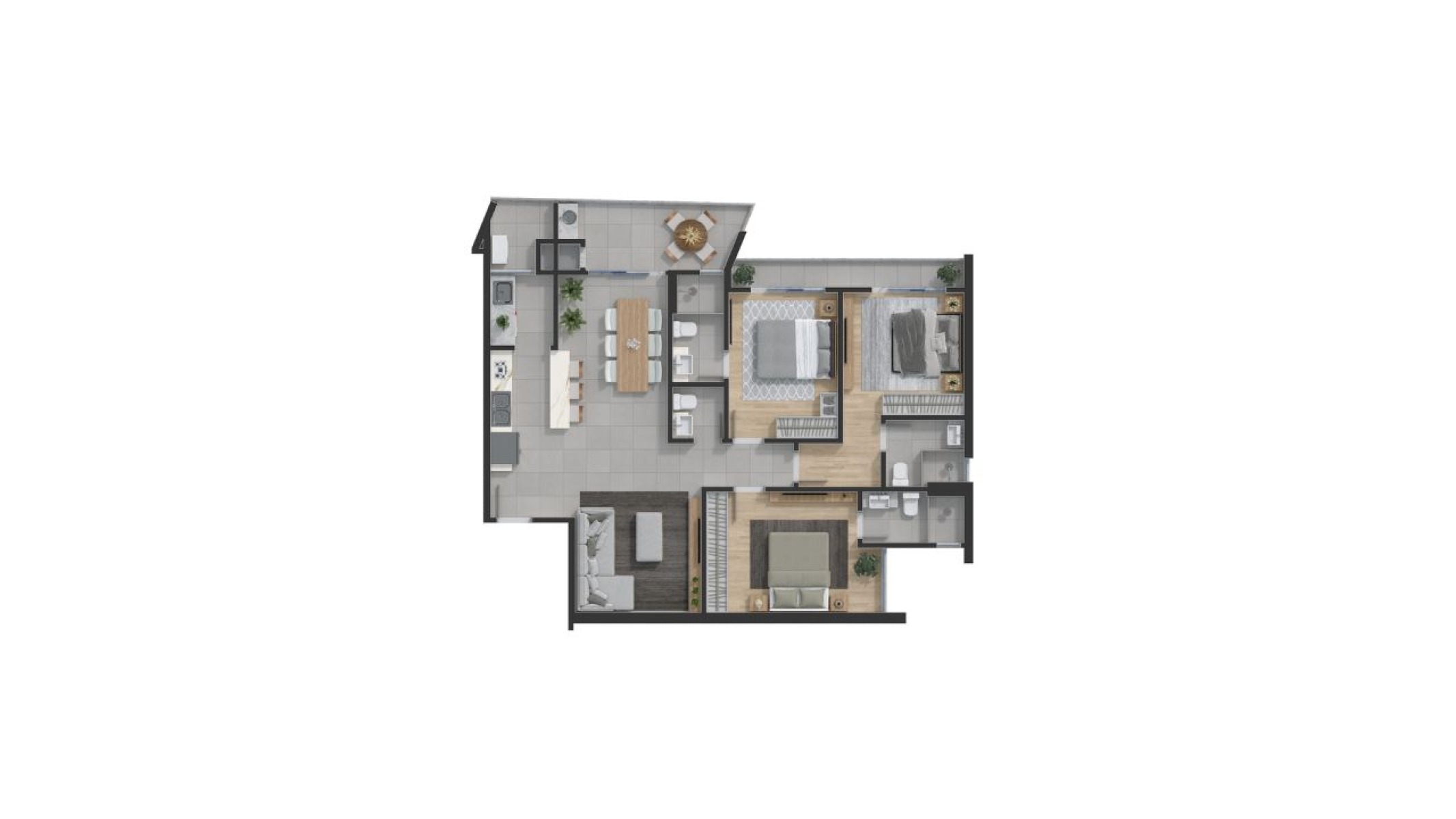 Apartamento com 3 suítes no Edifício Quest Residence em Balneário Perequê Porto Belo - Planta
