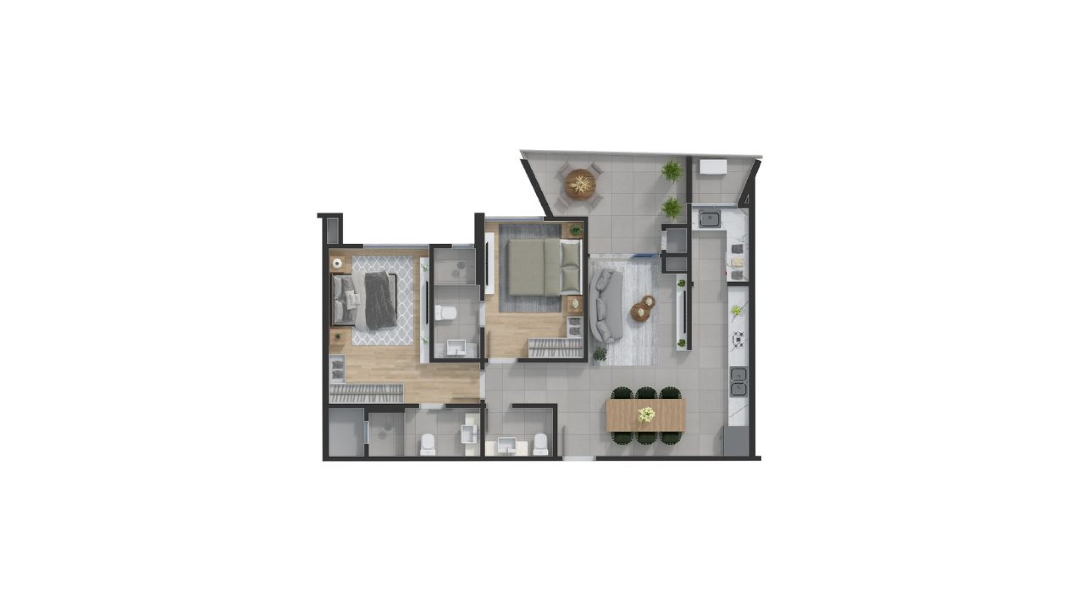 Apartamento de 85,5m² com 3 suítes no Edifício Quest Residence em Balneário Perequê, Porto Belo - Planta