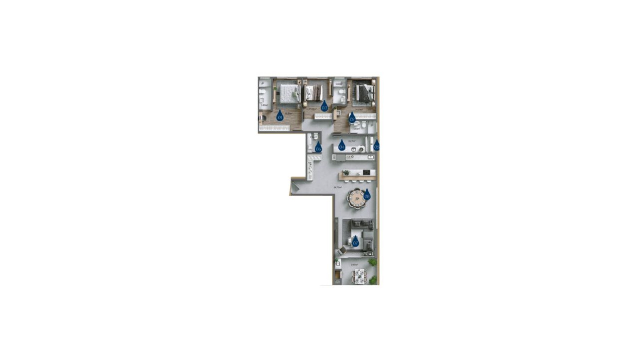 Apartamento com 3 suítes no Amrita Apartments em Balneário Perequê Porto Belo - Planta