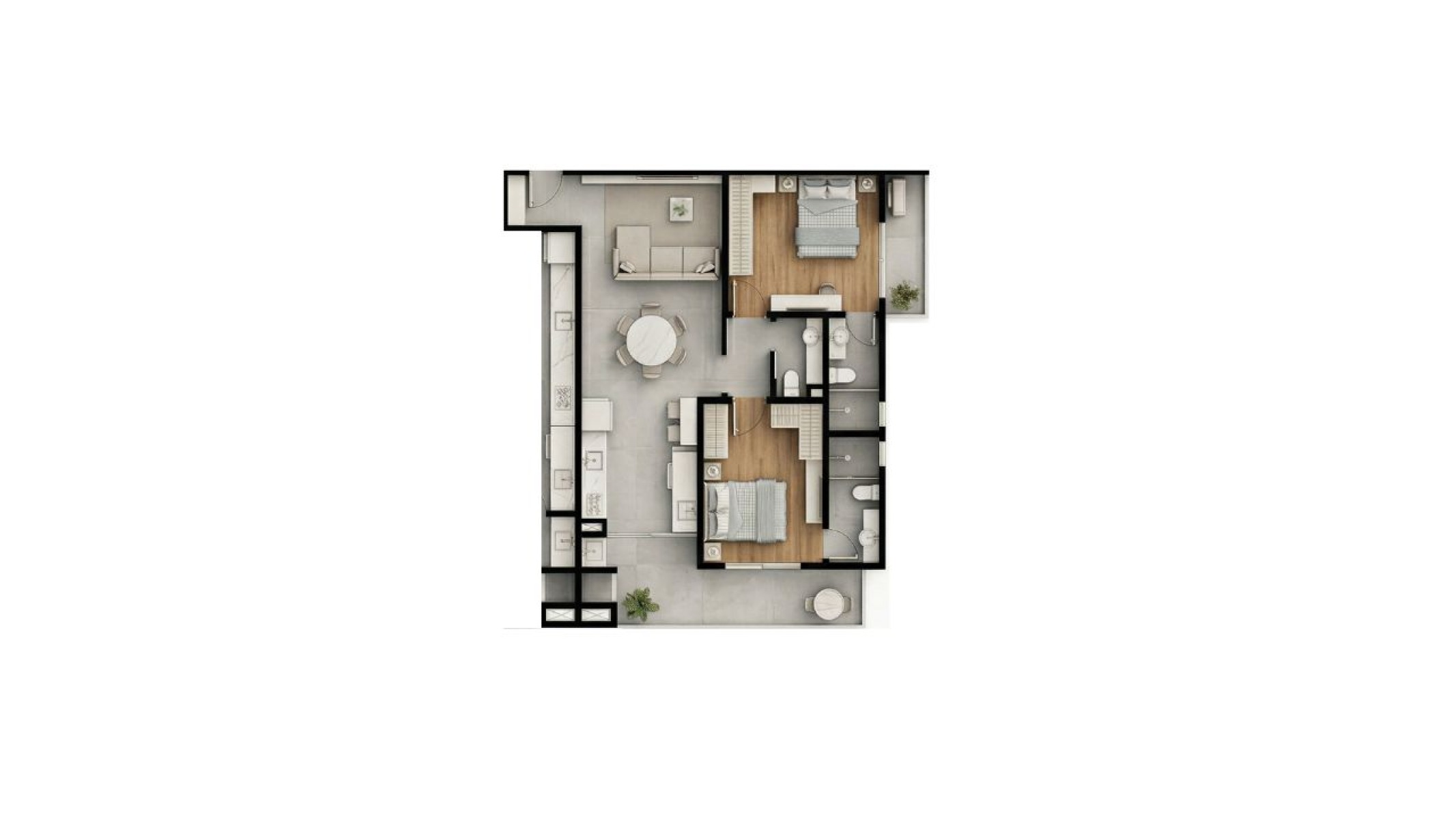 Apartamento Garden com 2 suítes no Edifício River Sky Garden no bairro Fazenda em Itajaí - Planta