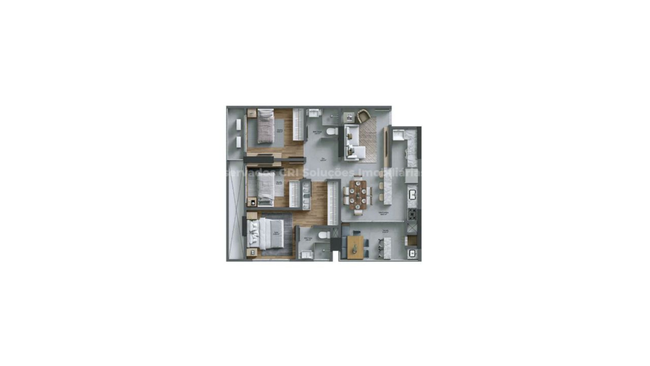 Apartamento na Planta com 3 Dormitórios no Torres da Brava Sirena na Praia Brava em Itajaí - Planta