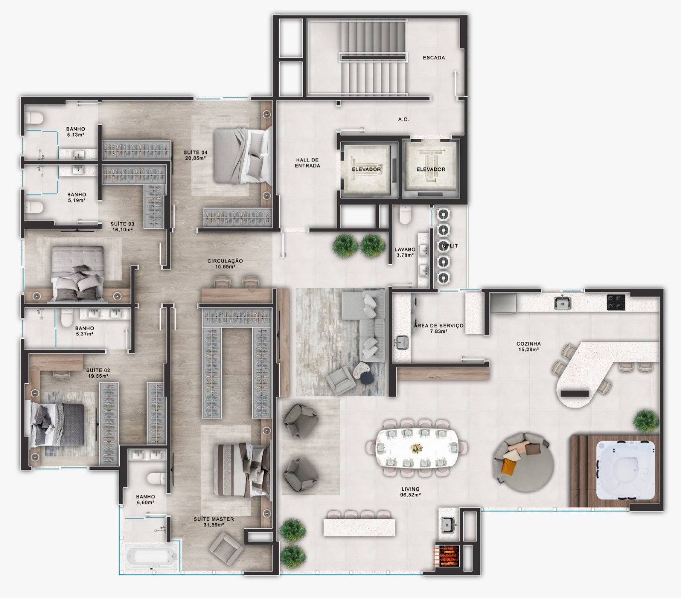 Apartamento com 3 suítes no Avenue no Centro em Balneário Camboriú - Planta