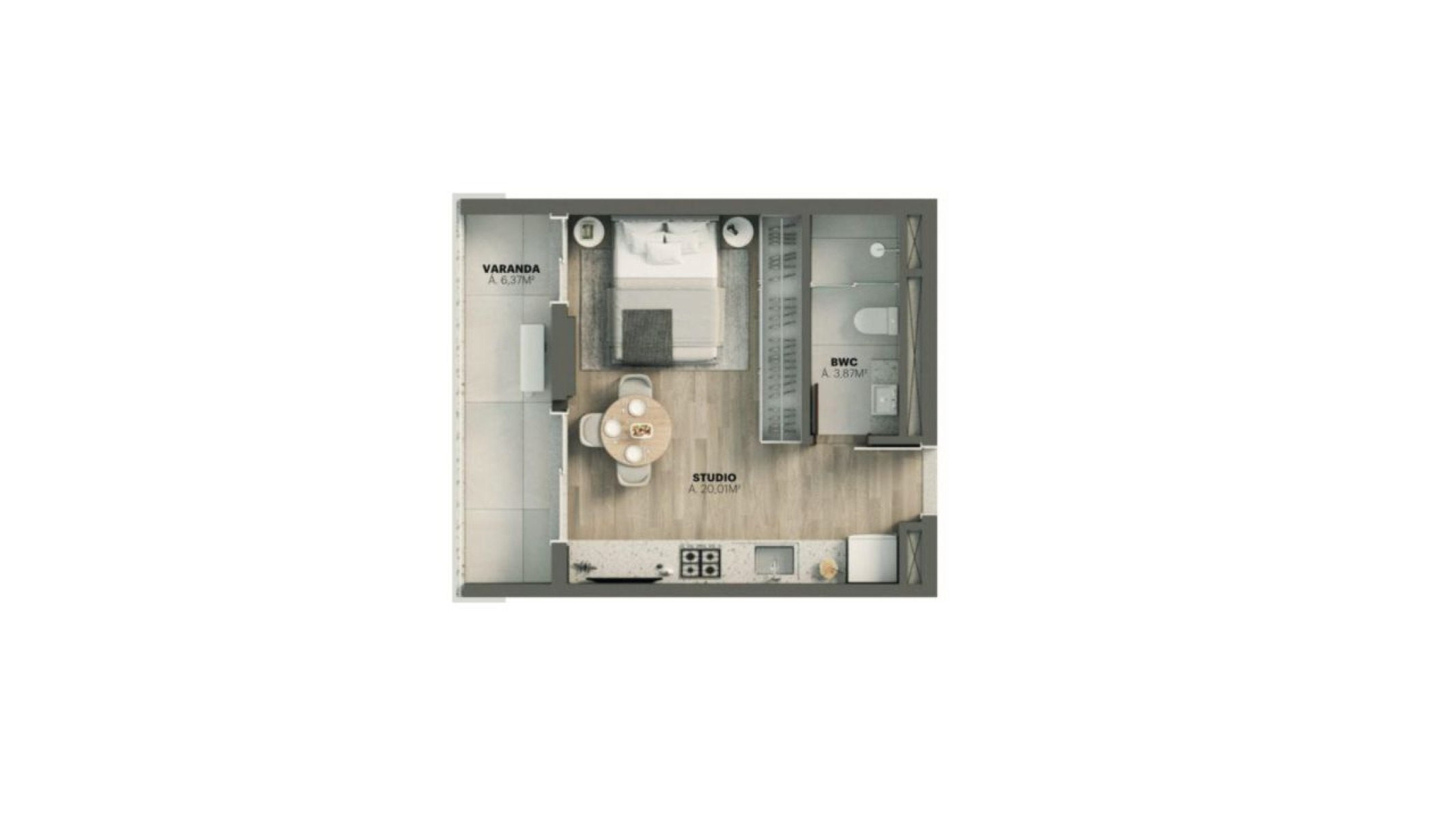 Apartamento com 1 suíte no Vértice Viva Park em Porto Belo - Planta