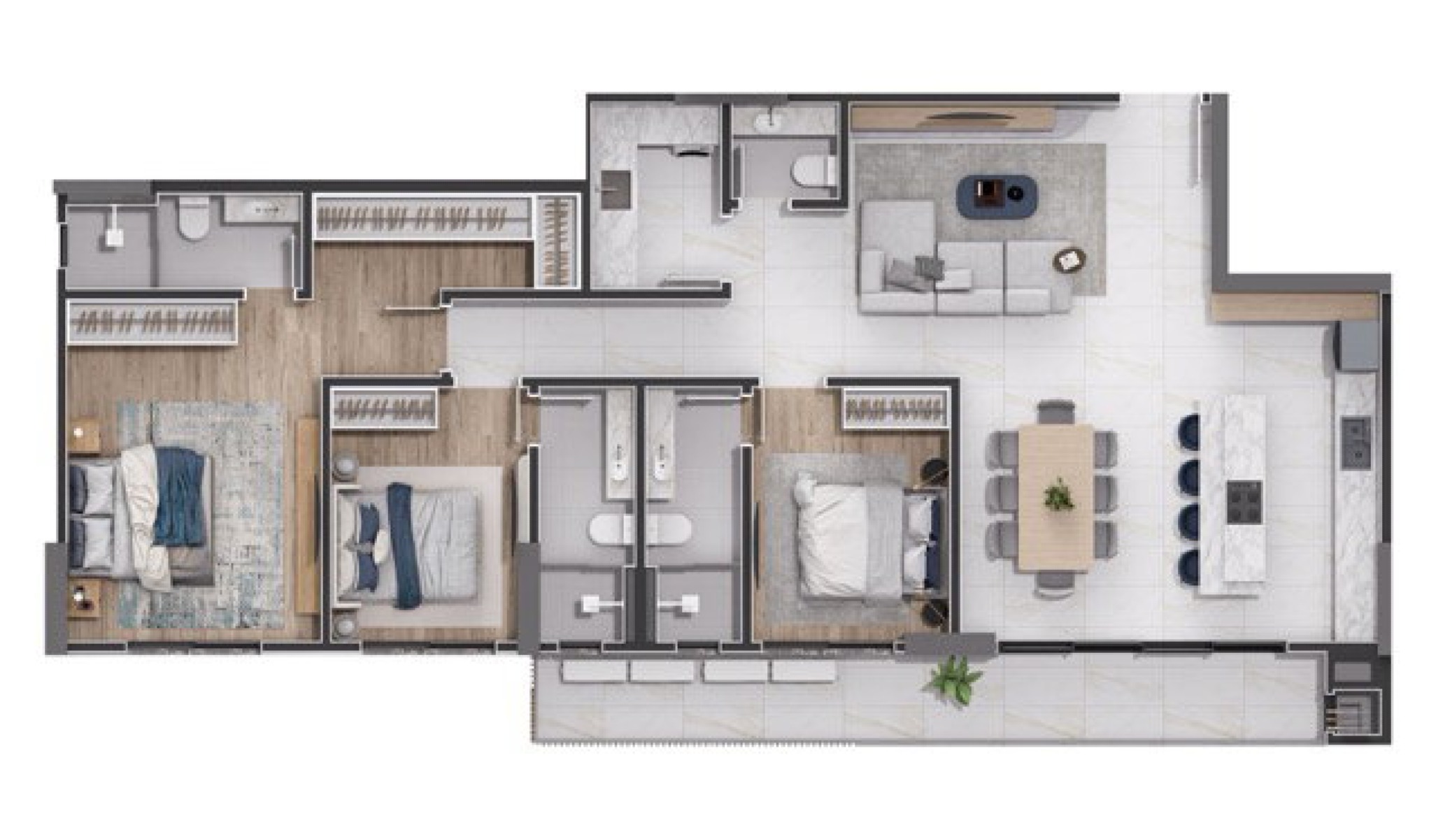 Apartamento com 3 suítes no Edifício Coastline na Praia Brava em Itajaí - Planta