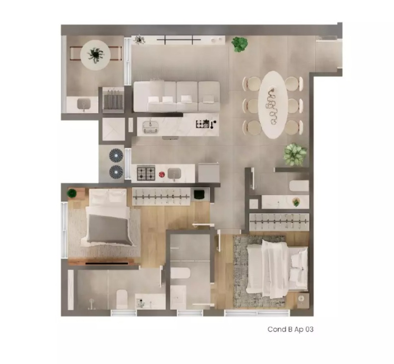 Apartamento com 2 suítes, 80m² no Lagom Perequê em Balneário Perequê, Porto Belo - Planta