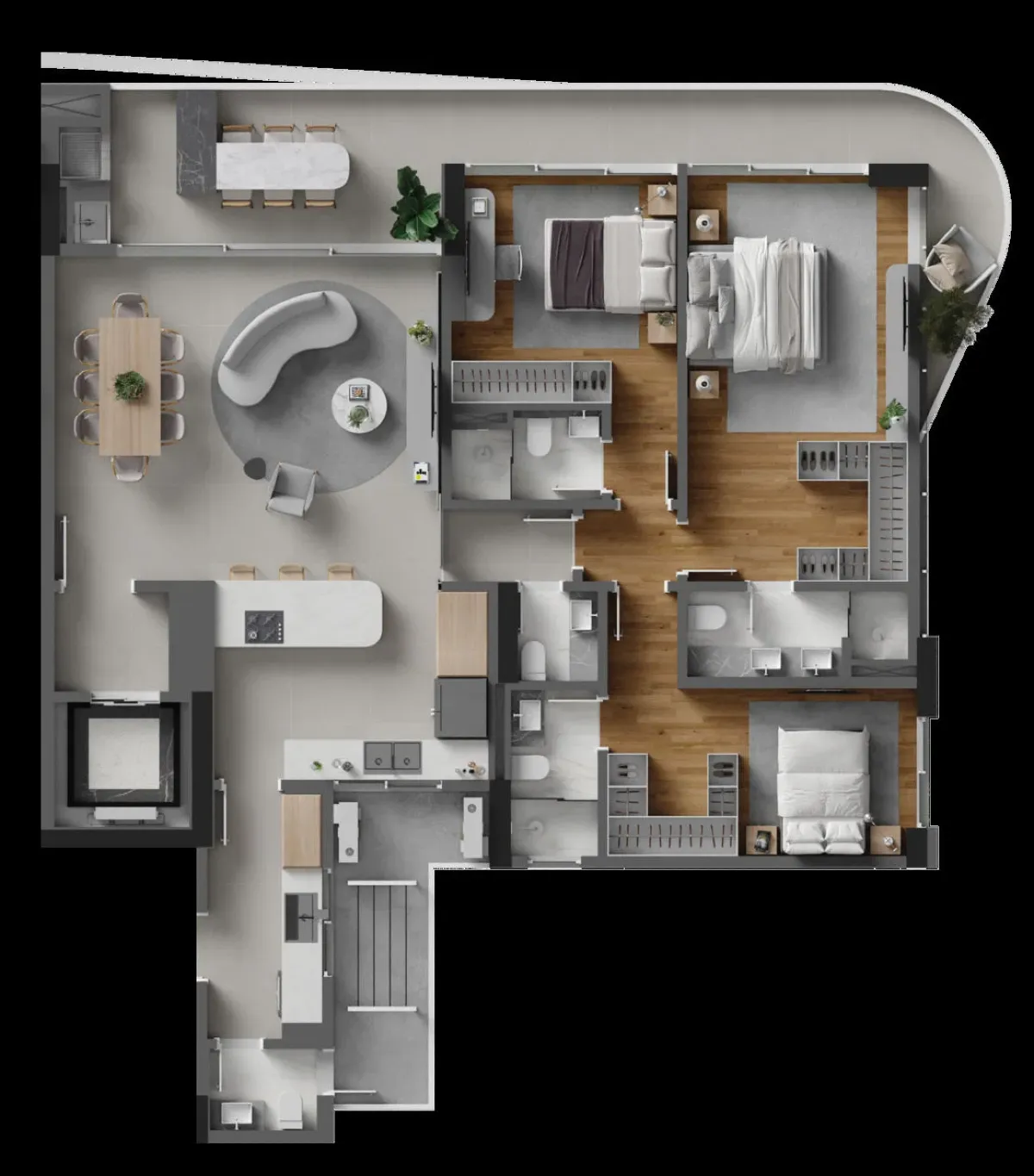 Apartamento com 3 suítes no Edifício Skyline no bairro Fazenda em Itajaí - Planta
