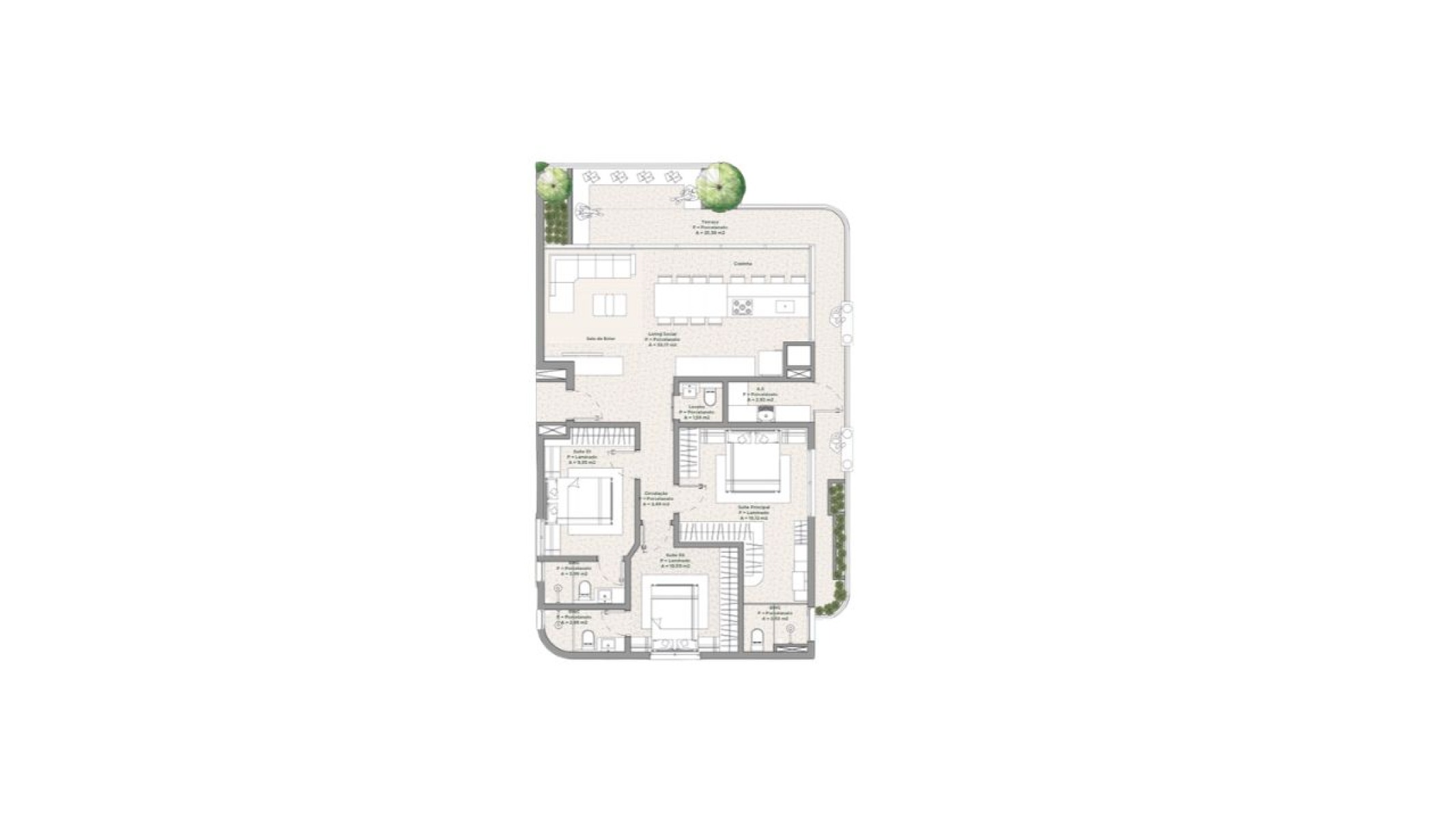Apartamento com 3 quartos no Edifício Laguna no bairro Fazenda em Itajaí - Planta