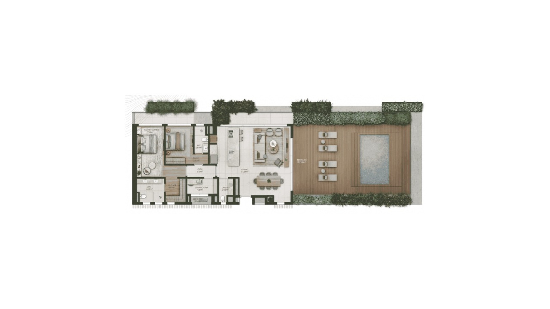 Apartamento de 2 suítes no Terra All Resort no Sertão Santa Luzia em Porto Belo - Planta