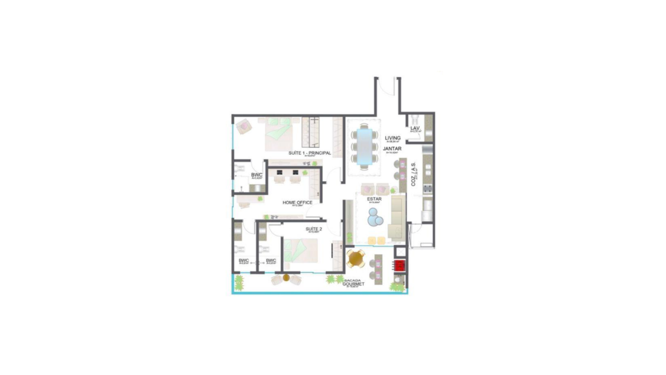 Apartamento com 3 Suítes no Jardins da Brava na Praia Brava em Itajaí - Planta