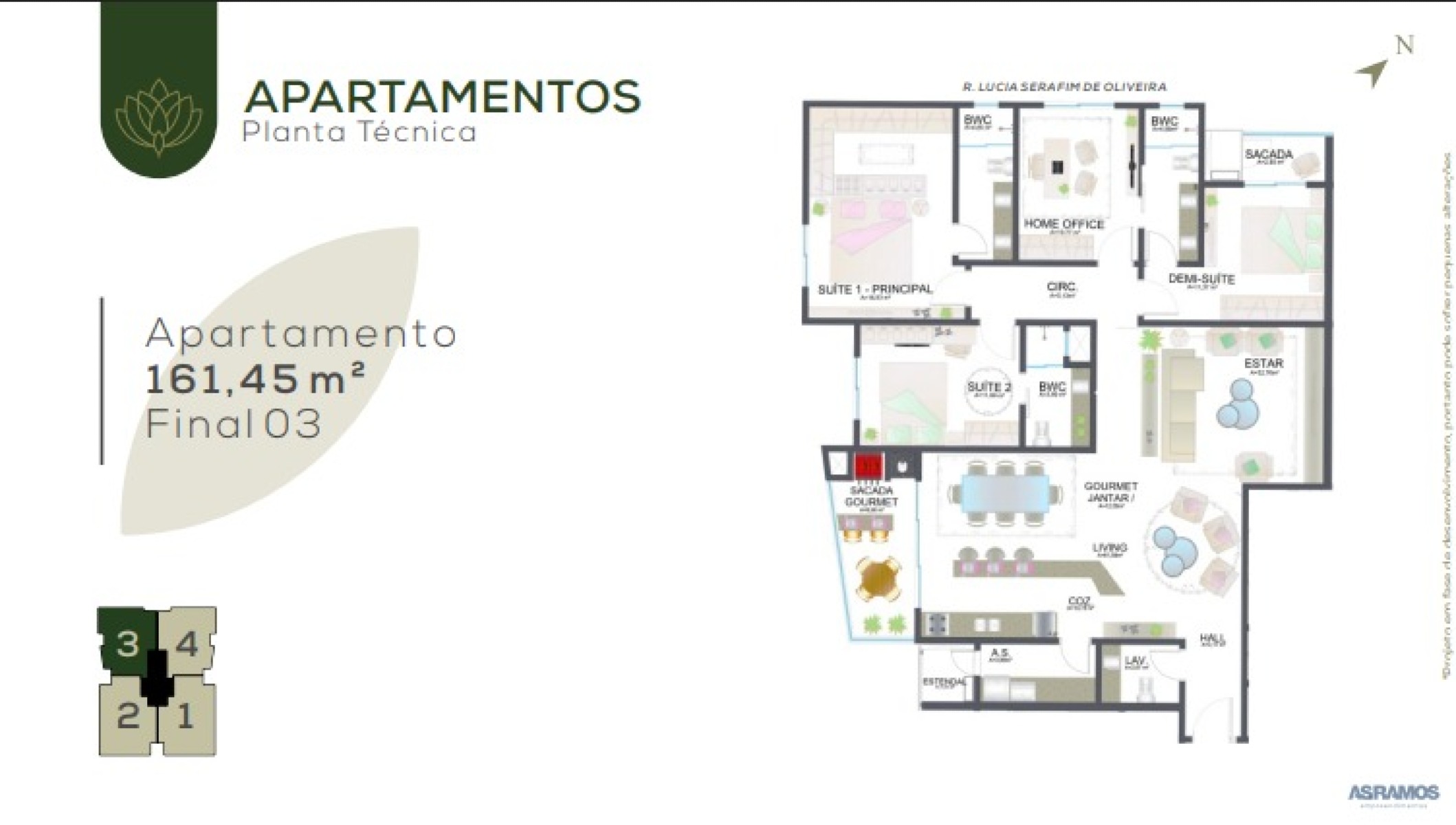 Apartamento com 4 quartos no Jardins da Brava na Praia Brava em Itajaí - Planta