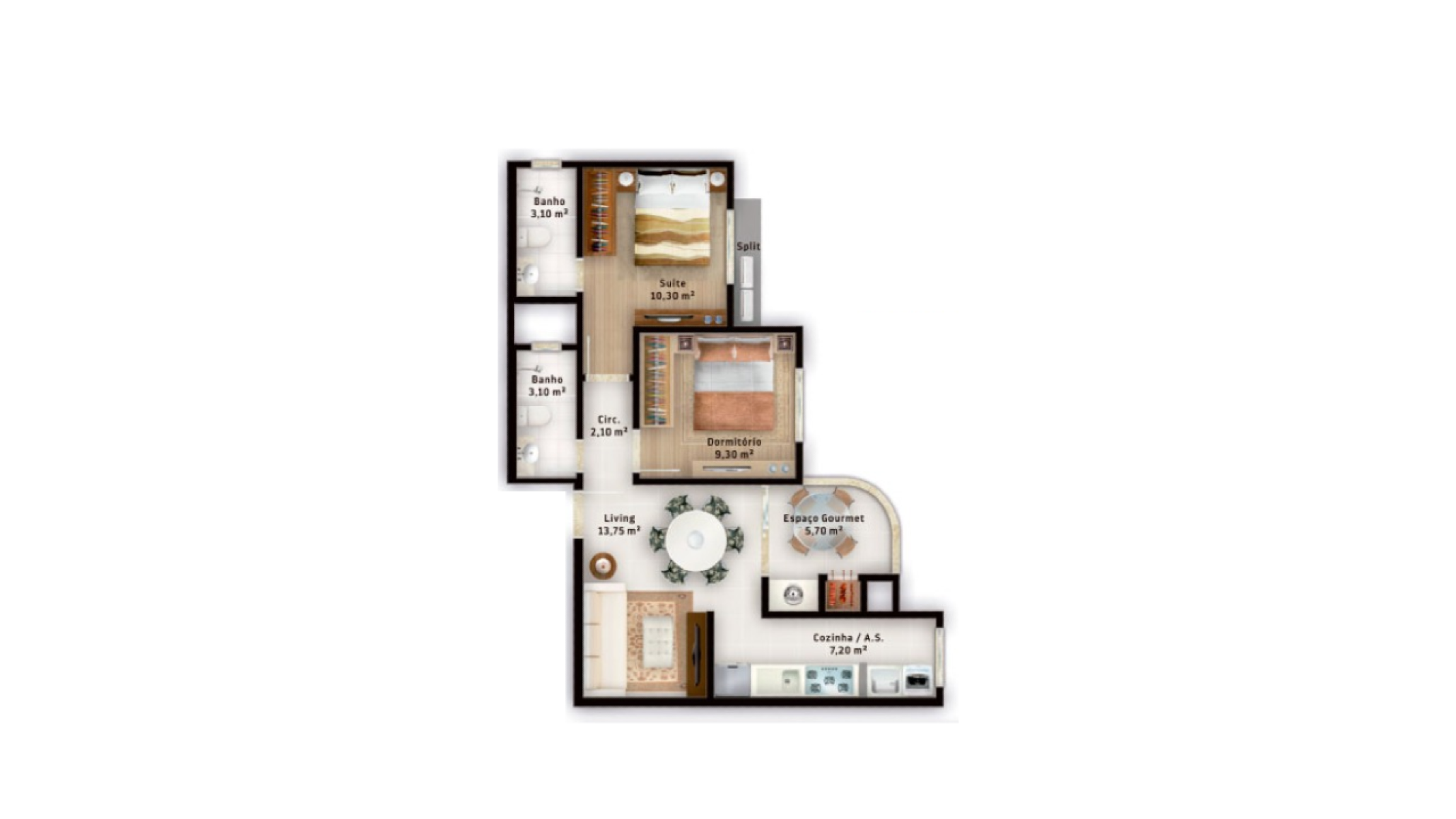 Apartamento com 2 quartos no Edifício Blue View Residence no Morretes, Itapema - Planta