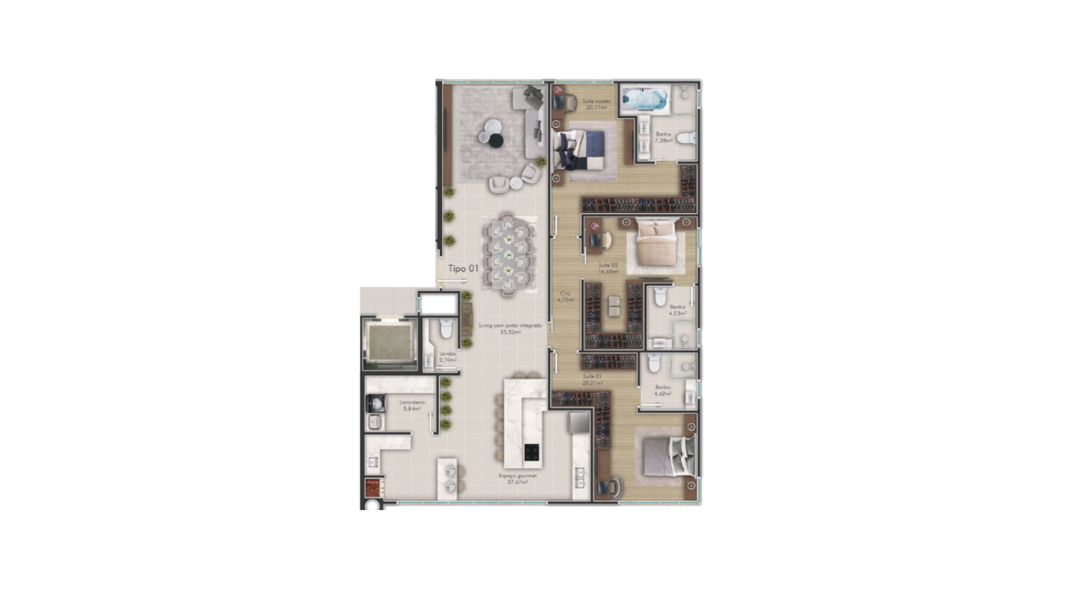 Apartamento no Place D'Marselha com 03 suítes no Centro de Itapema - Planta