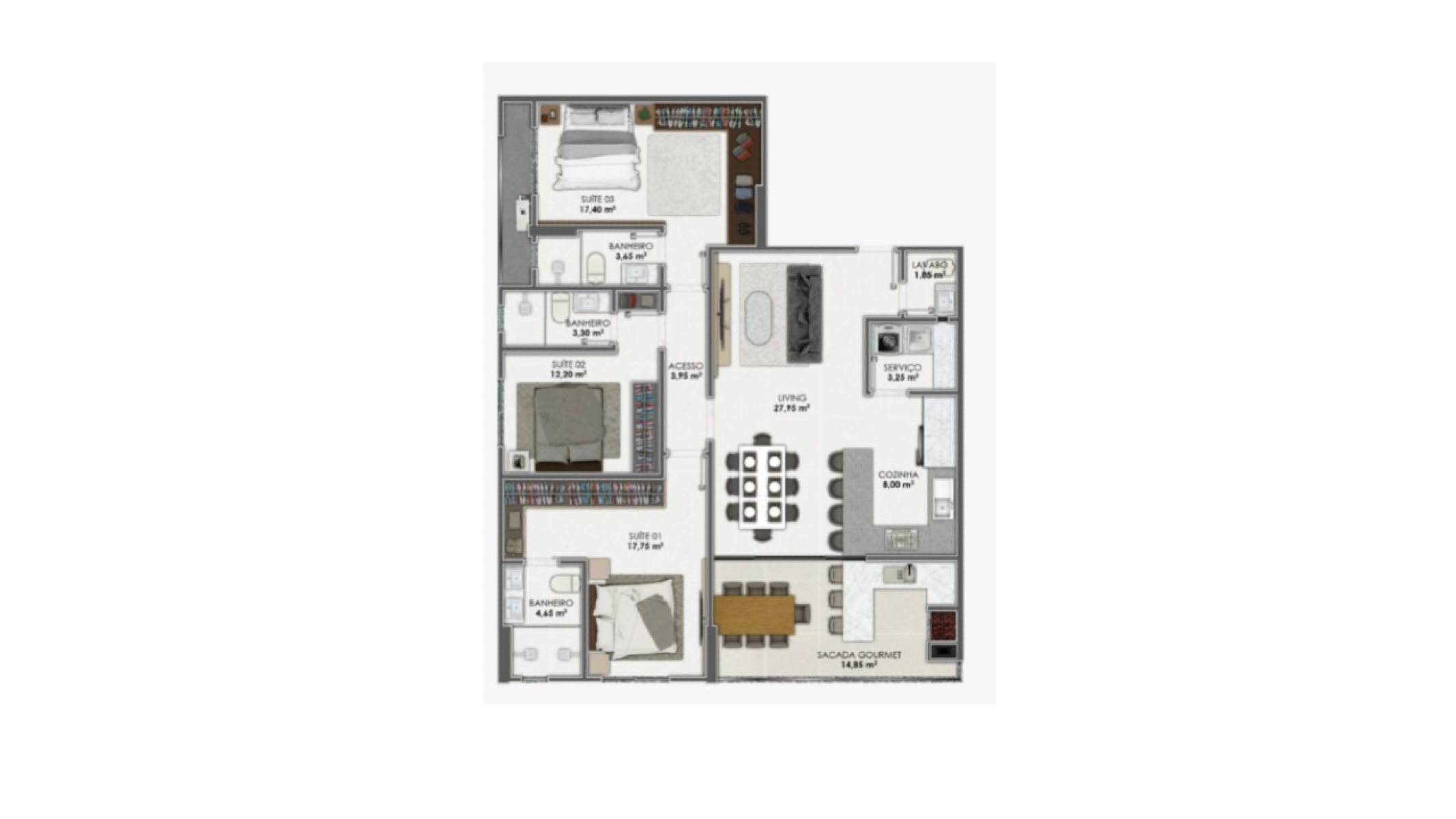 Apartamento com 3 Suítes no Yeshua Residence na Meia Praia em Itapema - Planta