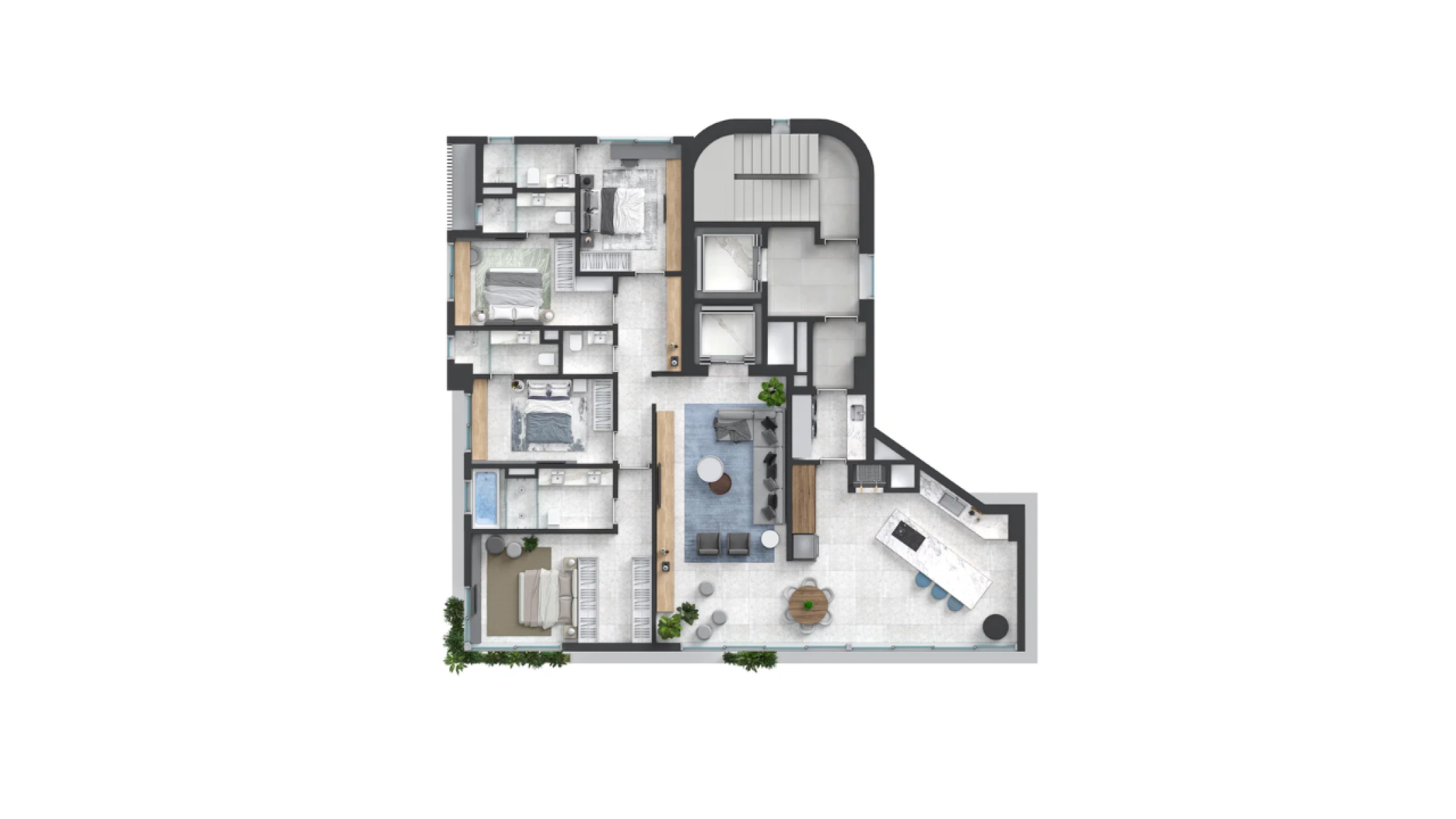 Apartamento com 4 suítes no Edifício Vitreo 271 na Meia Praia em Itapema - Planta