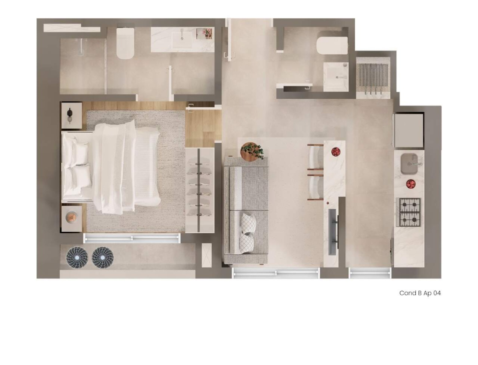 Apartamento com 1 Suíte no Lagom Perequê em Balneário Perequê, Porto Belo - Planta