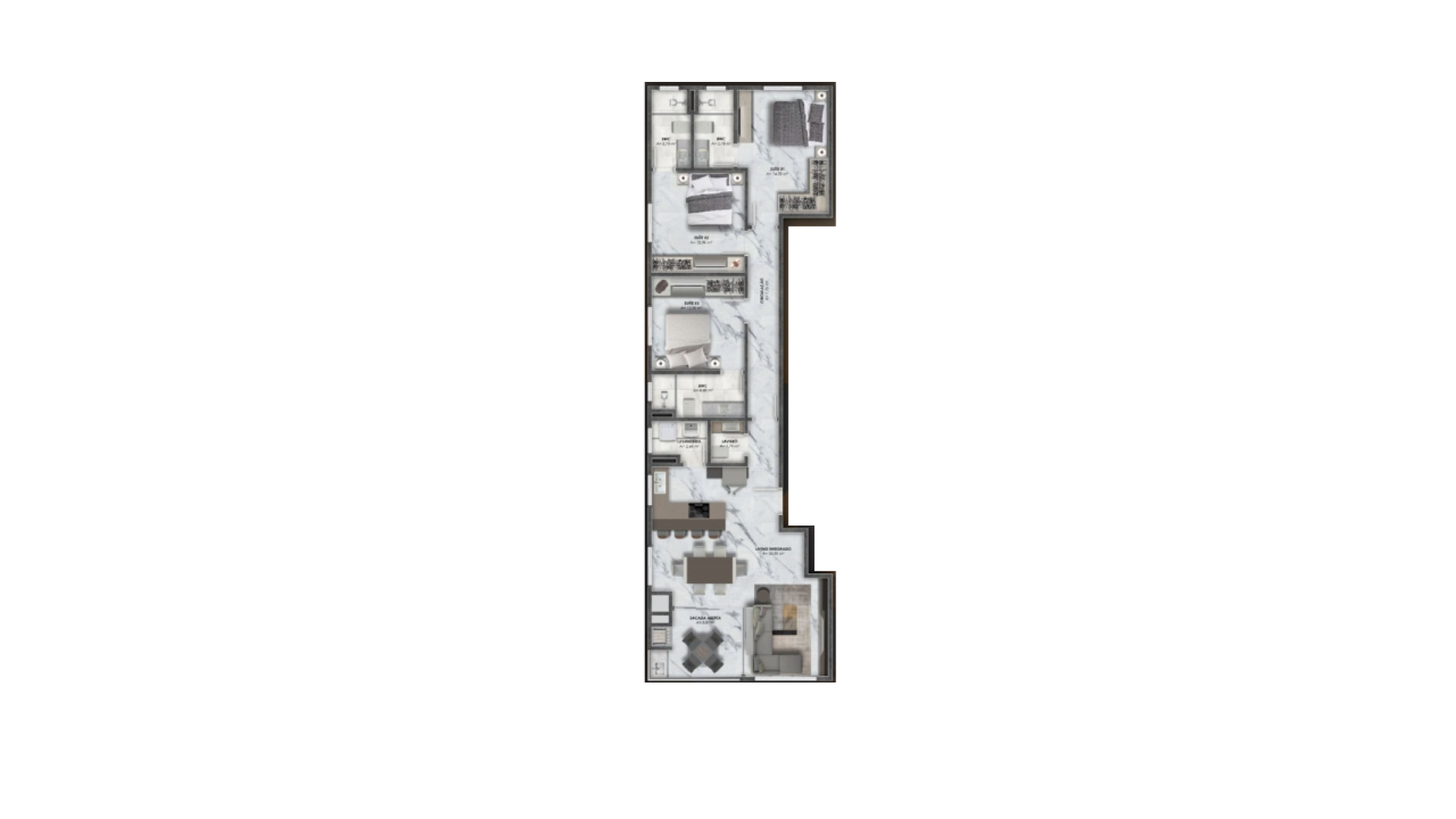Apartamento com 3 suítes no Edifício Sun Beach em Perequê, Porto Belo - Planta