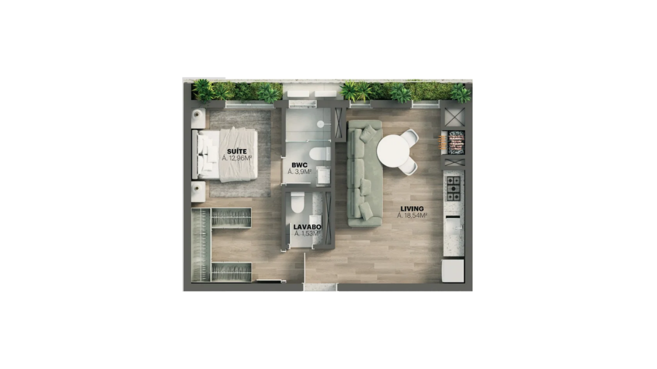Apartamento com 1 Suíte no Edifício Vértice no VivaPark Porto Belo - Planta
