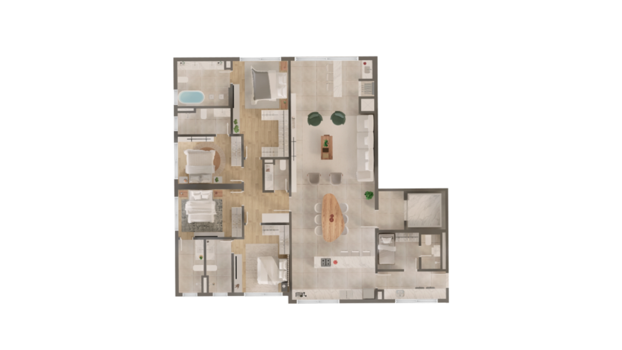 Apartamento com 4 Suítes e 198m² no Lagom Perequê em Balneário Perequê, Porto Belo - Planta