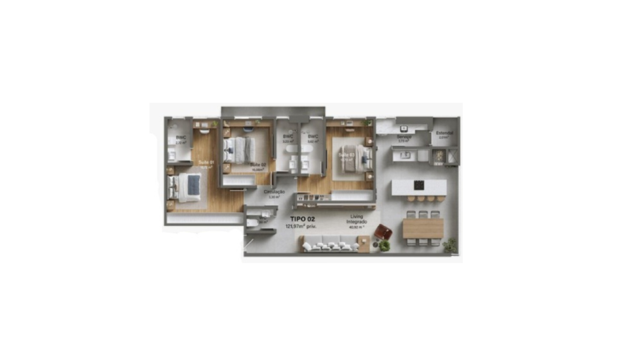 Apartamento com 3 suítes no Edifício Villa Lobos em Perequê, Porto Belo - Planta