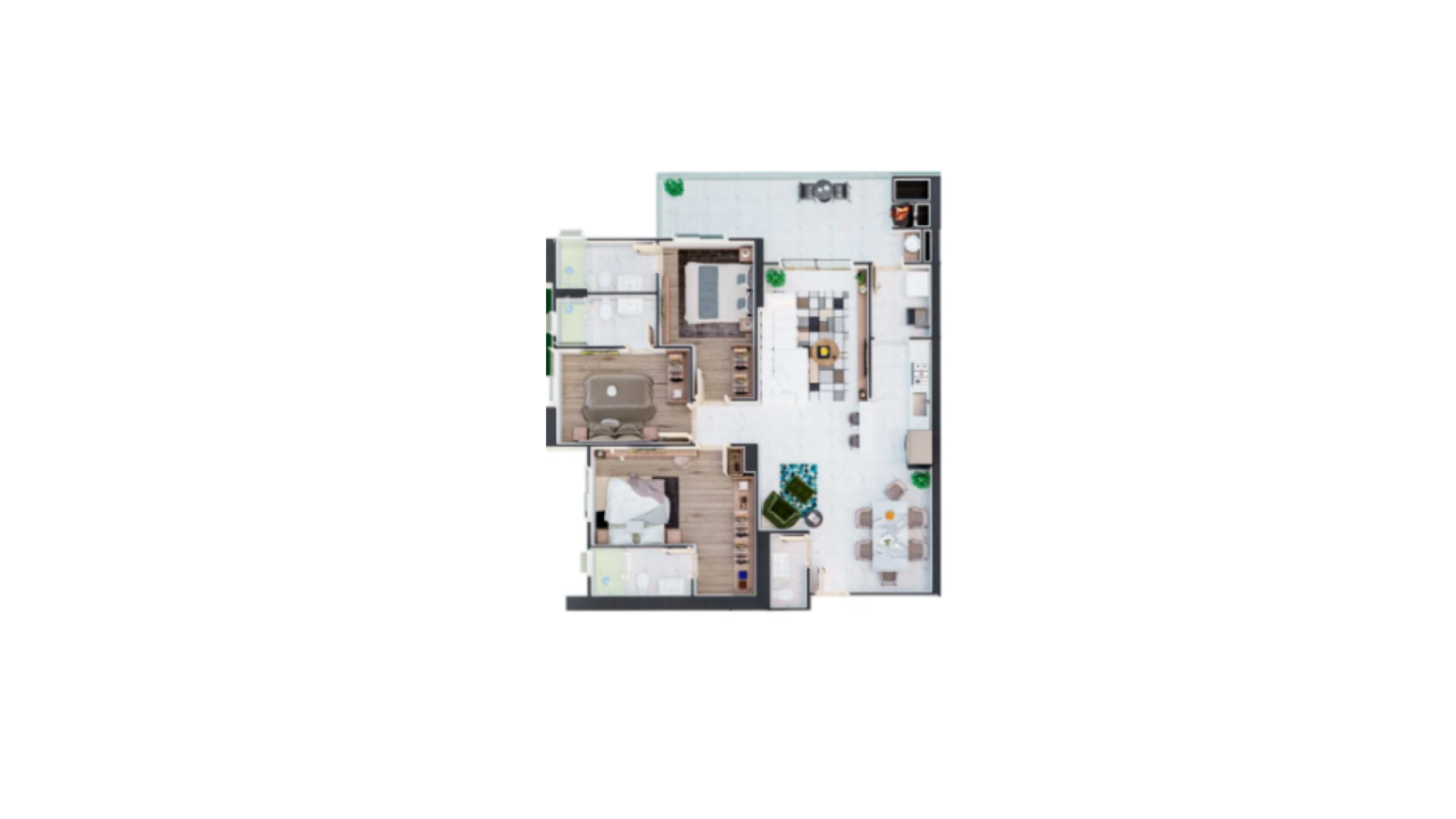 Apartamento no Reserva do Arvoredo com 3 suítes no Jardim Dourado em Porto Belo - Planta