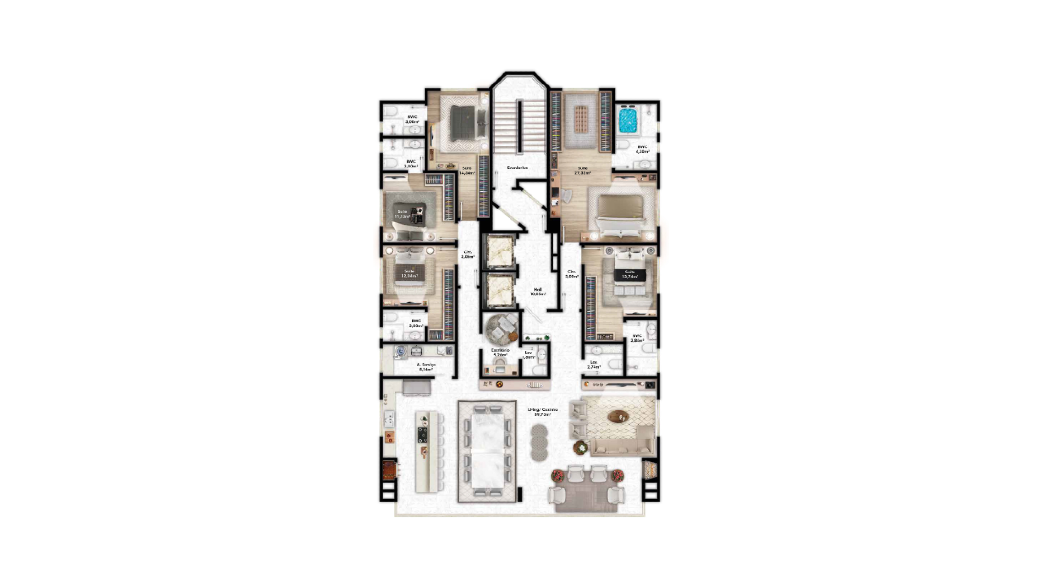 Apartamento com 3 Suítes no edifício Porto Santo Residence em Balneário Perequê, Porto Belo - Planta