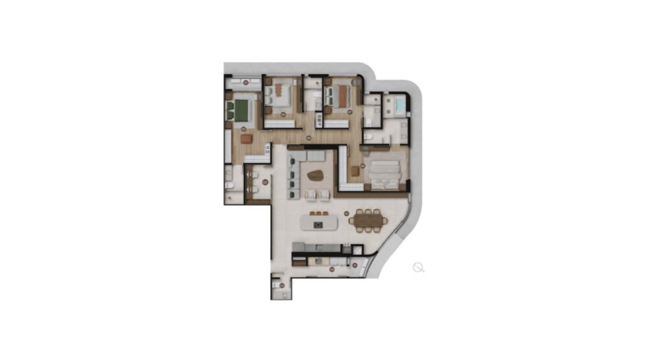 Apartamento com 4 Suítes no Sion em Balneário Perequê Porto Belo - Planta