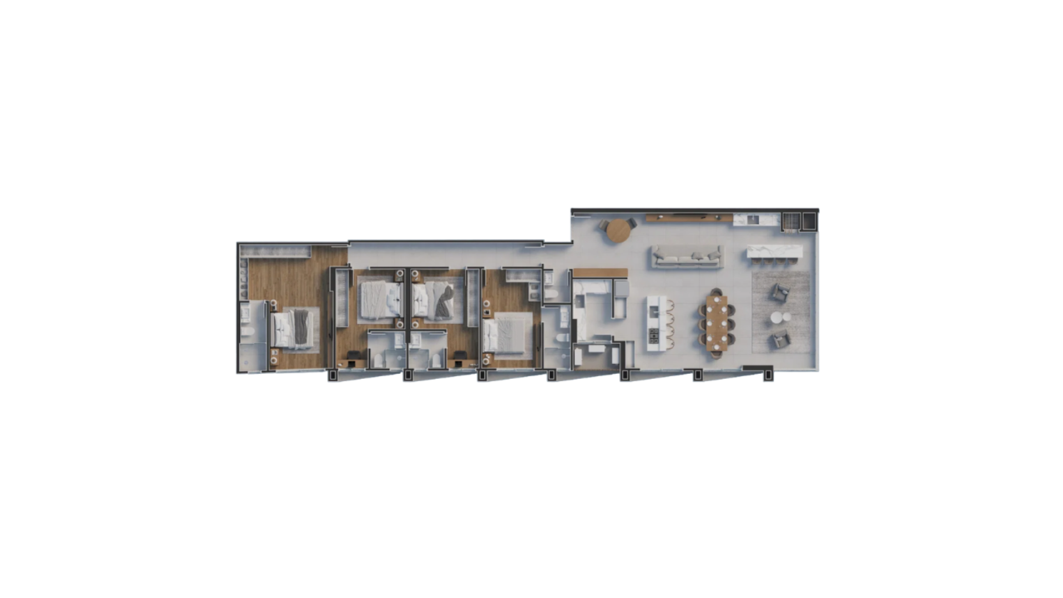 Apartamento com 4 Suítes no Edifício Unic em Balneário Perequê Porto Belo - Planta