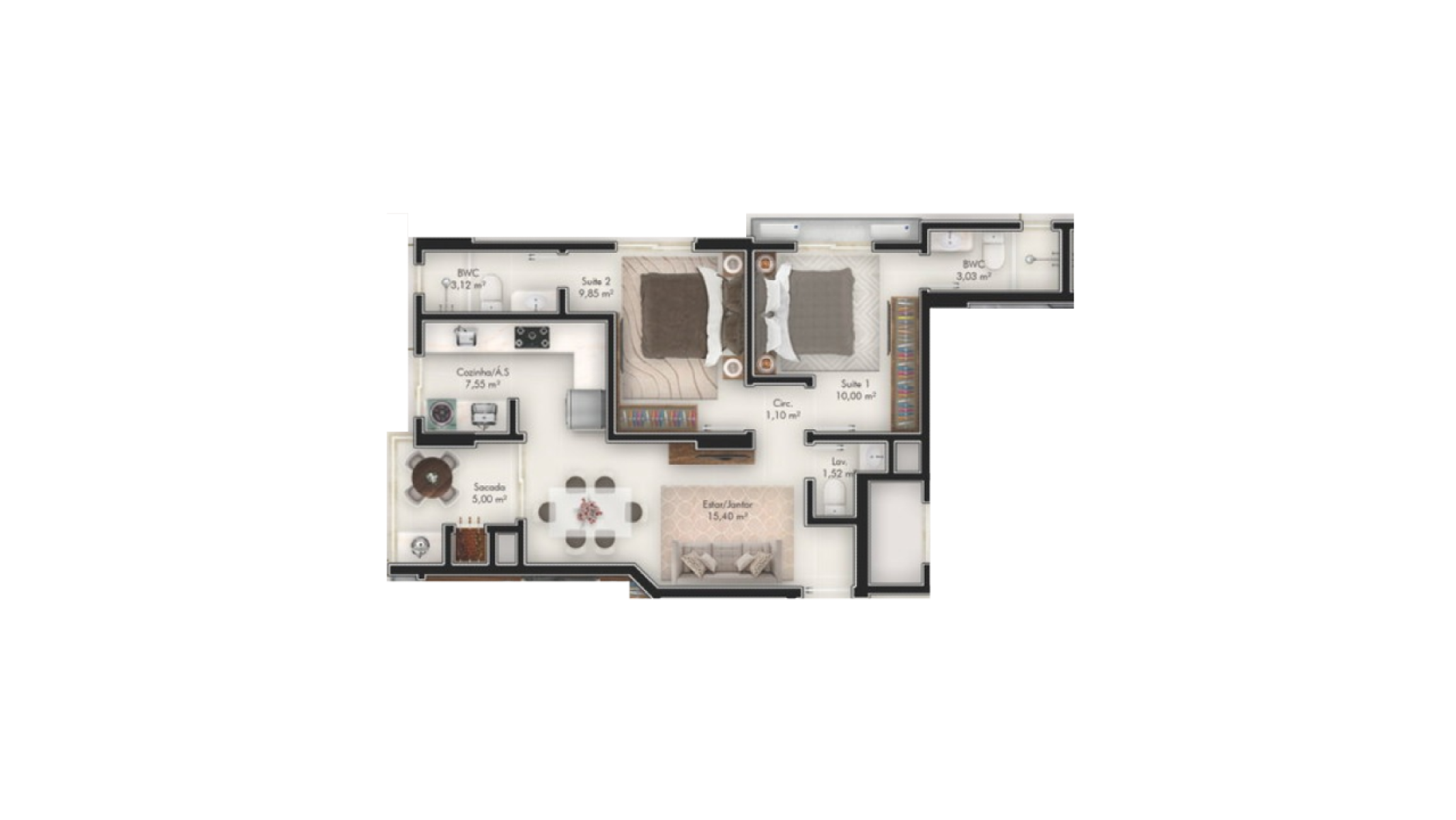 Apartamento com 2 Suítes no Gran Solare no bairro Morretes, Itapema - Planta