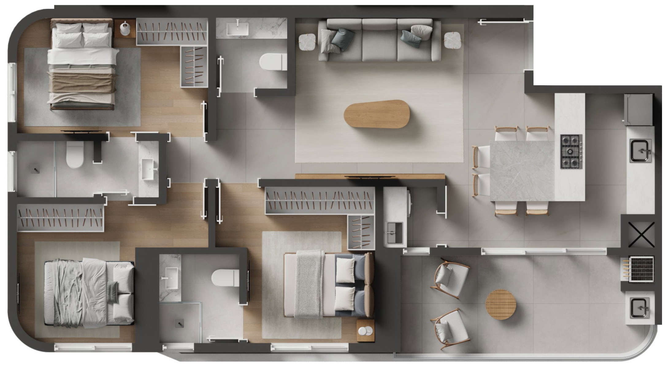 Apartamento com 3 Dormitórios no Baker's Bay em Perequê, Porto Belo - Planta