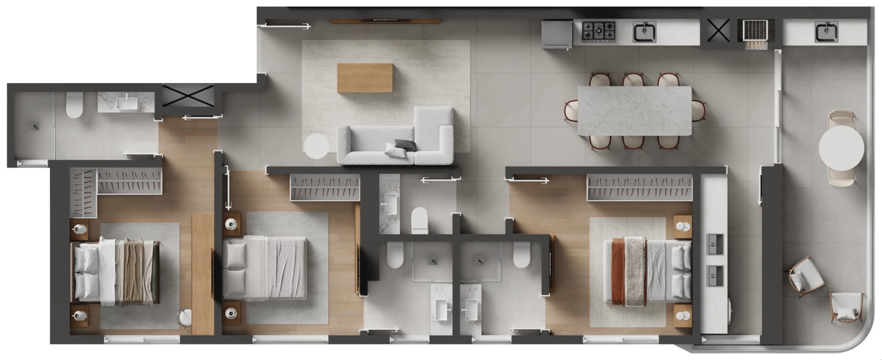 Apartamento com 4 Suítes no Baker's Bay no Perequê em Porto Belo - Planta