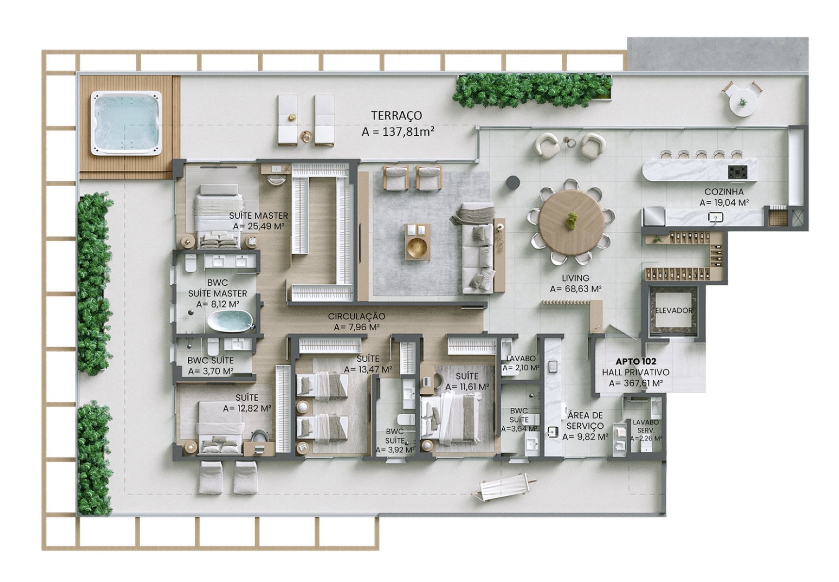 Apartamento com 4 Suítes no Brava Concetto na Praia Brava em Itajaí - Planta
