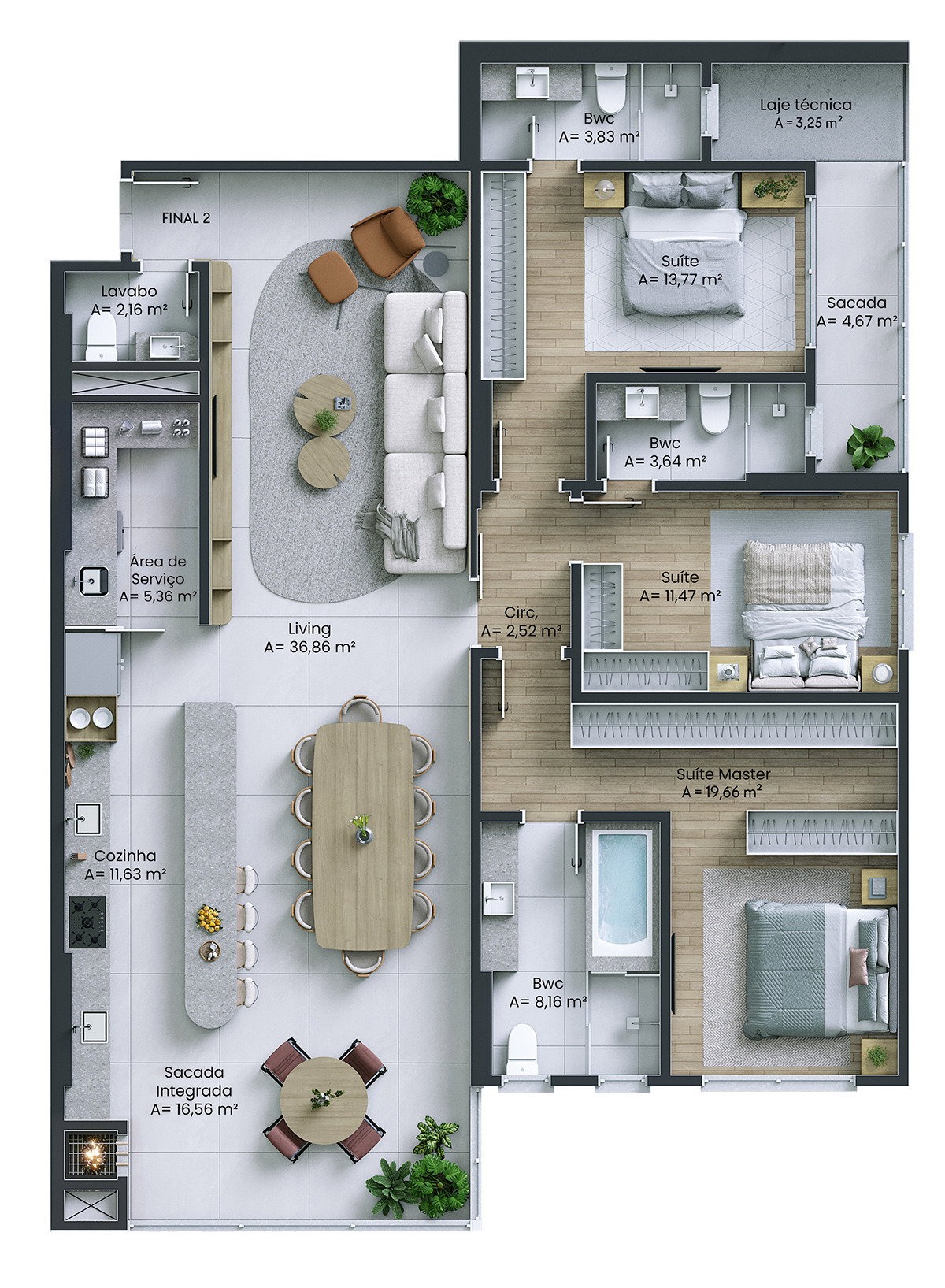 Apartamento com 3 Suítes no Monserrato Residencial no Centro em Itajaí - Planta