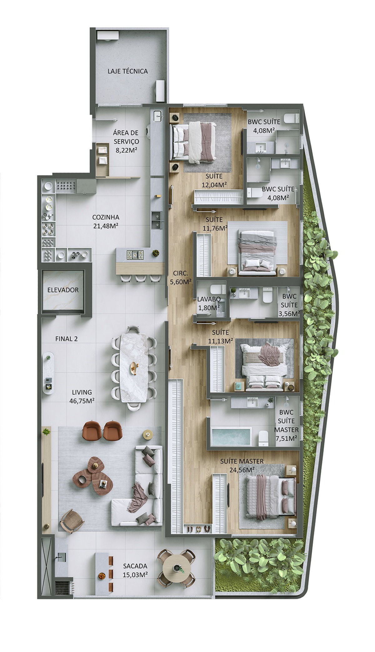 Apartamento com 4 suítes no Altimare Residencial no bairro Fazenda em Itajaí - Planta