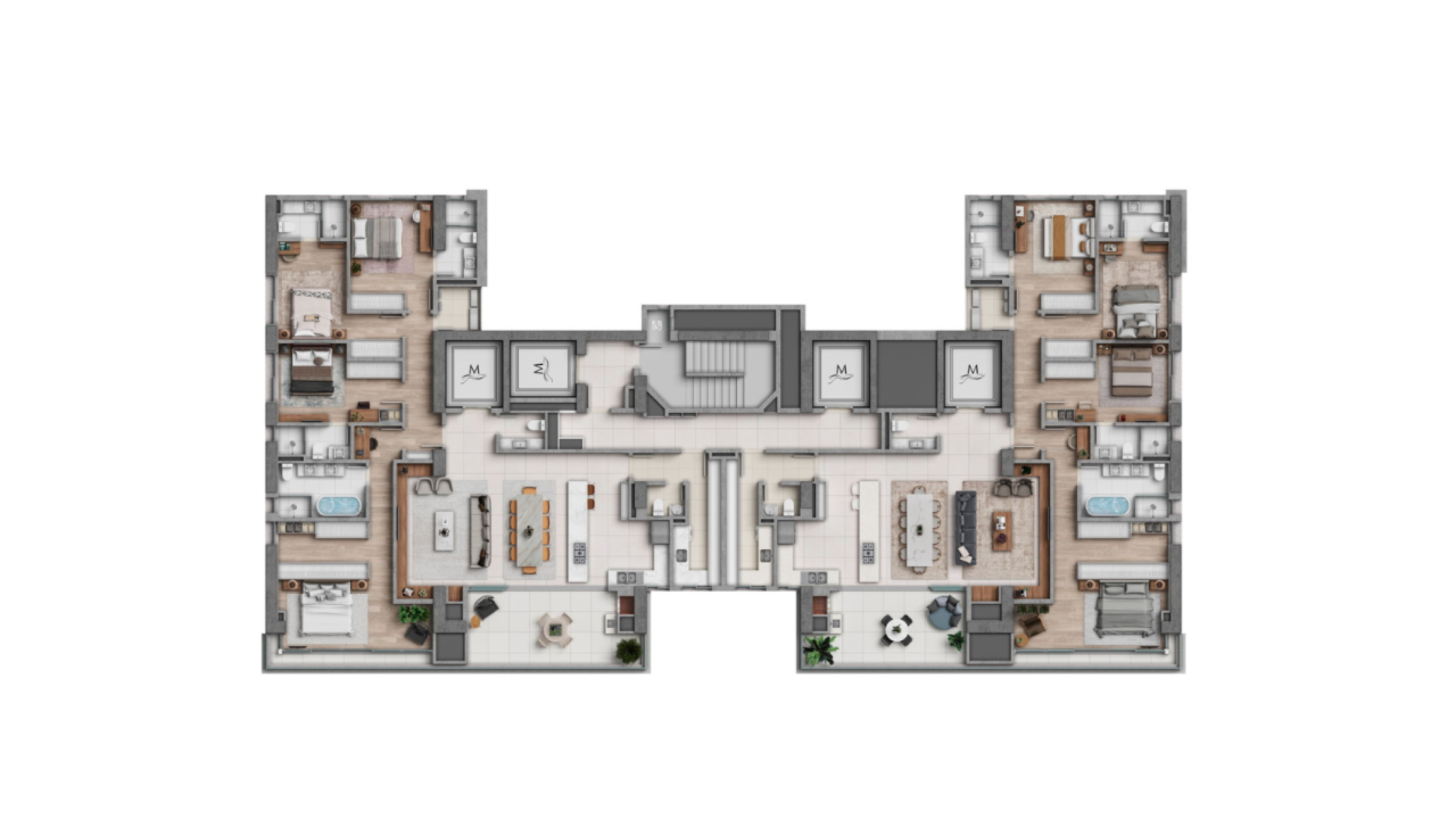 Apartamento na Planta com 4 suítes no Edifício Marena no Centro de Balneário Camboriú - Planta