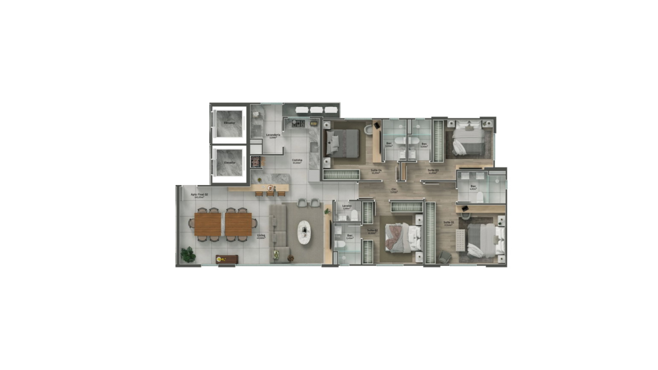 Apartamento com 4 Suítes no Ida Rozza no Centro de Balneário Camboriú - Planta
