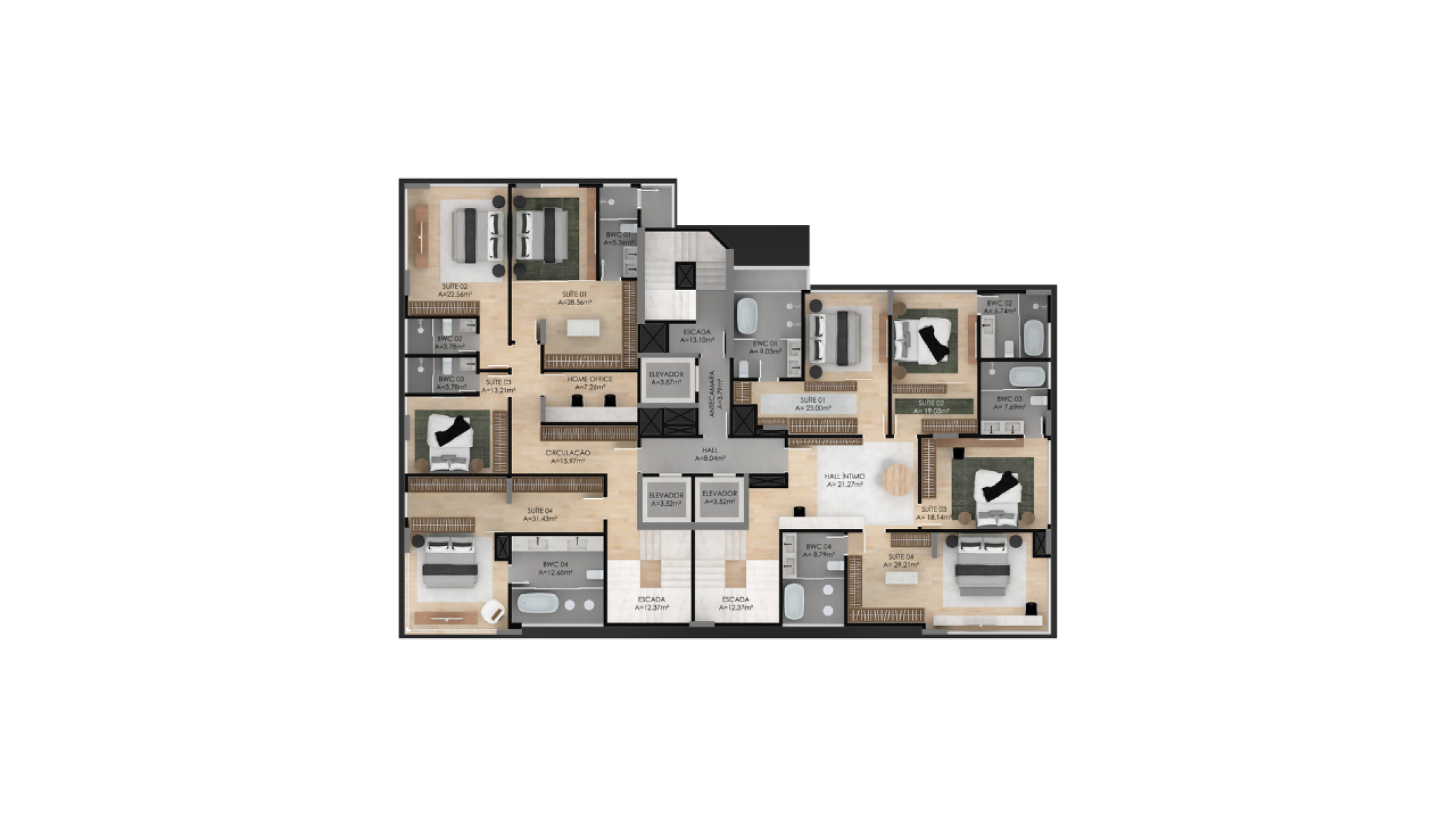 Apartamento com 4 suítes no Las Salinas no Centro em Balneário Camboriú - Planta